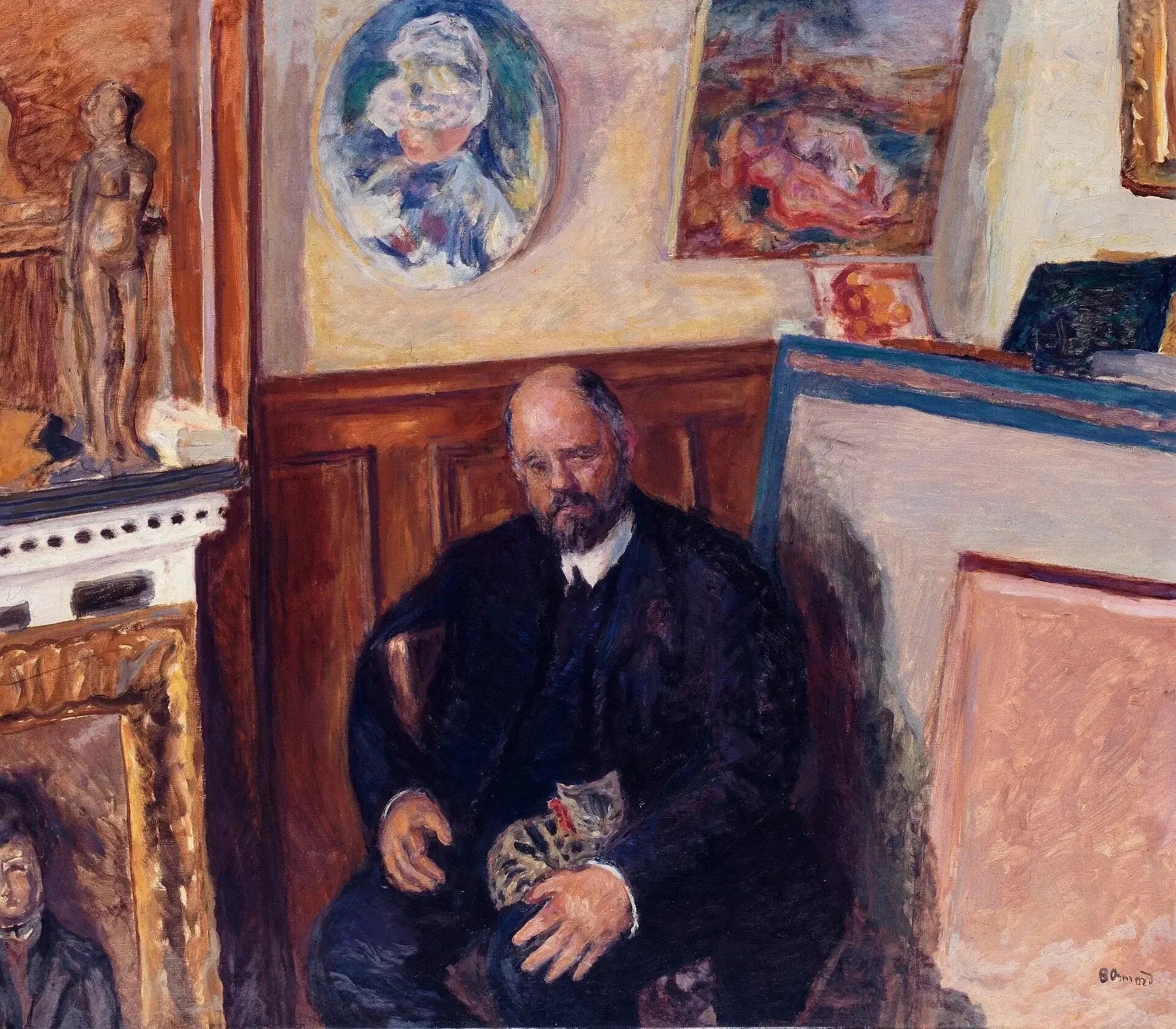 Portrait d'Ambroise Vollard au chat - Pierre Bonnard image 1 reproduction de peinture à l’huile