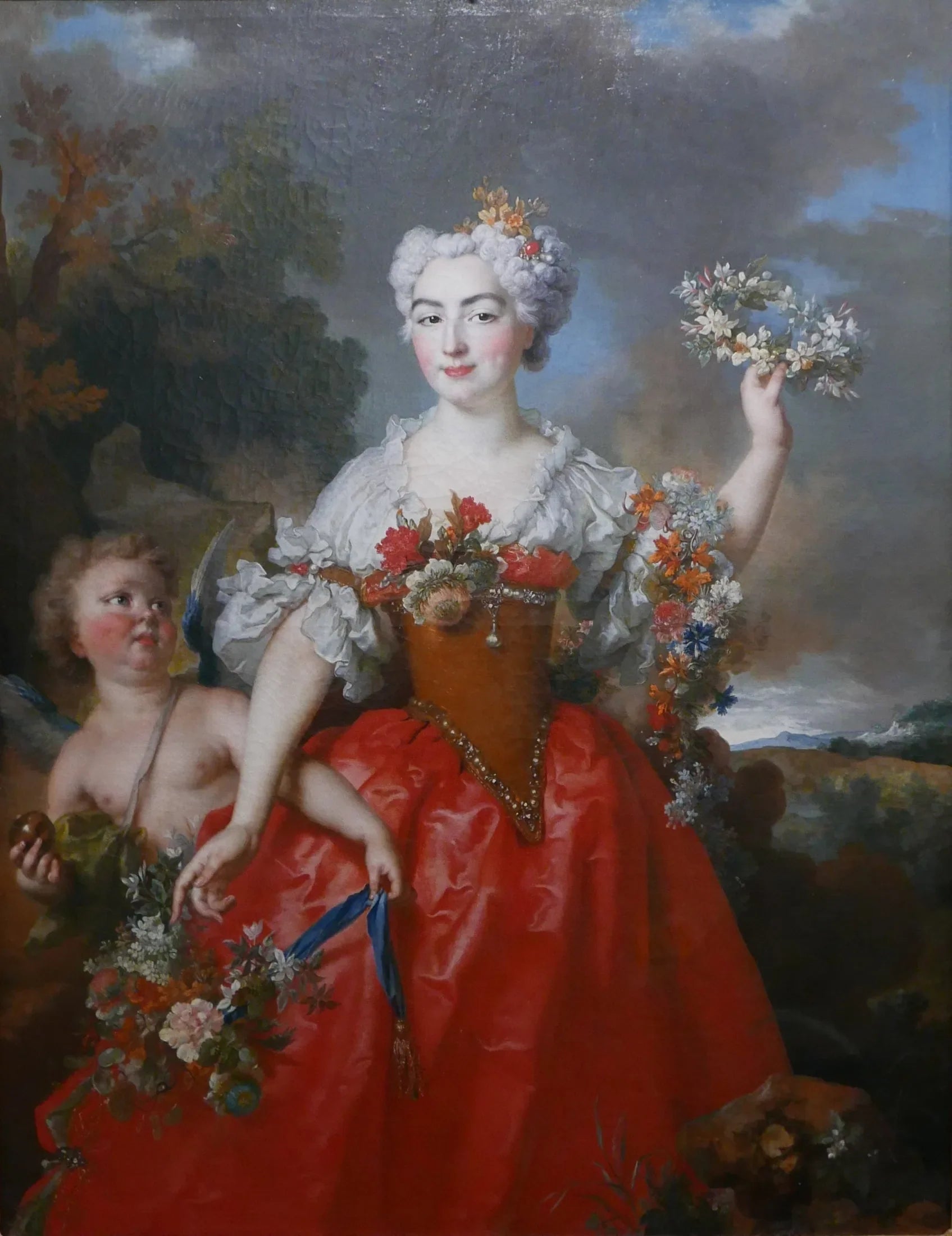 Portrait d'Angélique de Simiane, épouse de Gaspard de Gueidan, en Flore - Nicolas de Largillière image 1 reproduction de peinture à l’huile