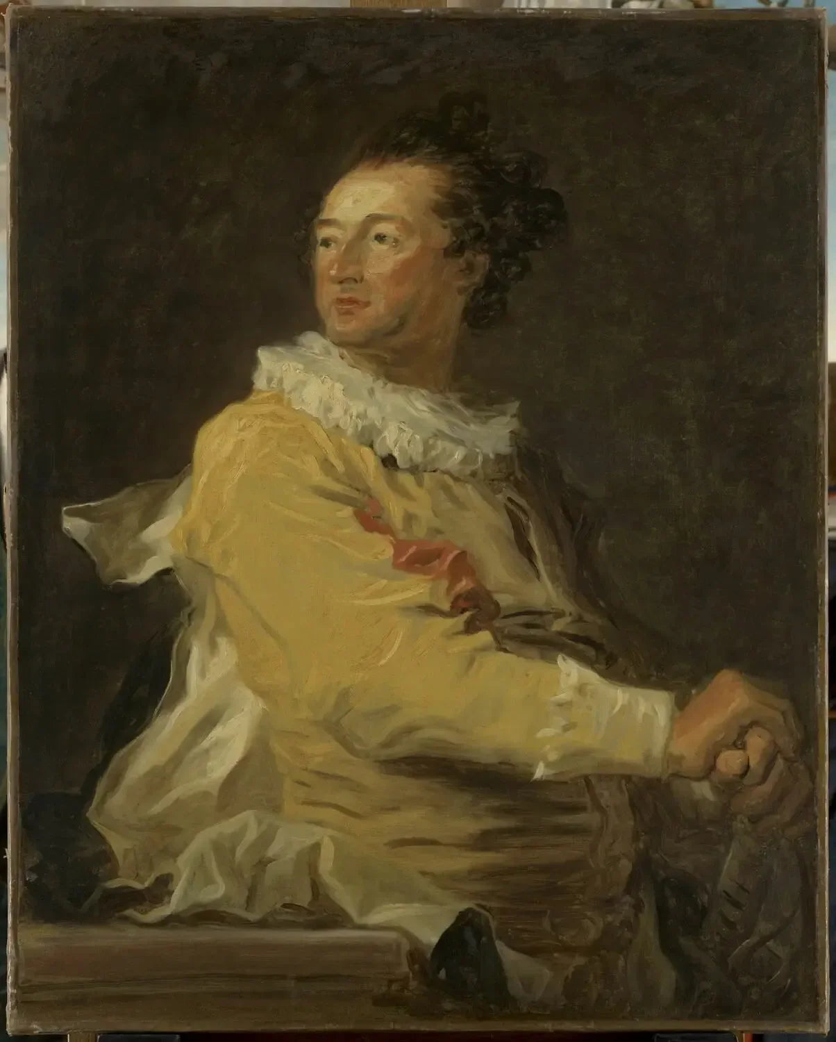 Portrait d'Anne-François d'Harcourt, duc de Beuvron en personnage de la comédie italienne - Jean-Honoré Fragonard image 1 tableau peint à l’huile sur toile