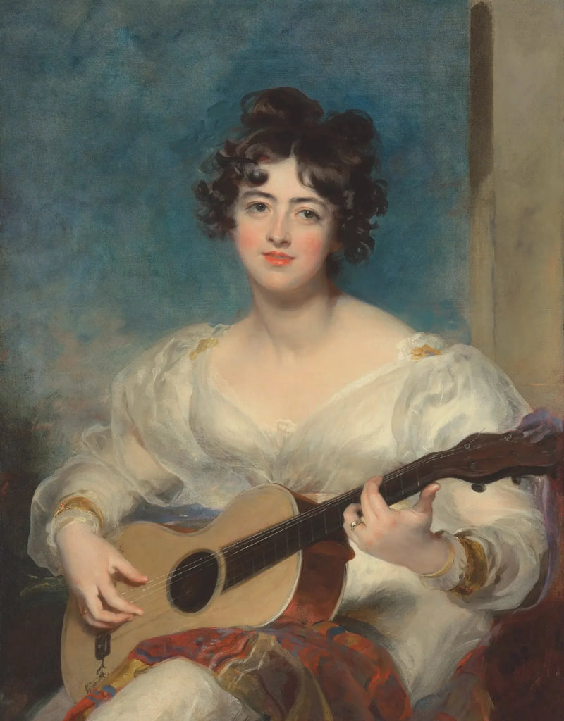 Portrait d'Elizabeth Blake, Lady Wallscourt, jouant de la guitare - Thomas Lawrence