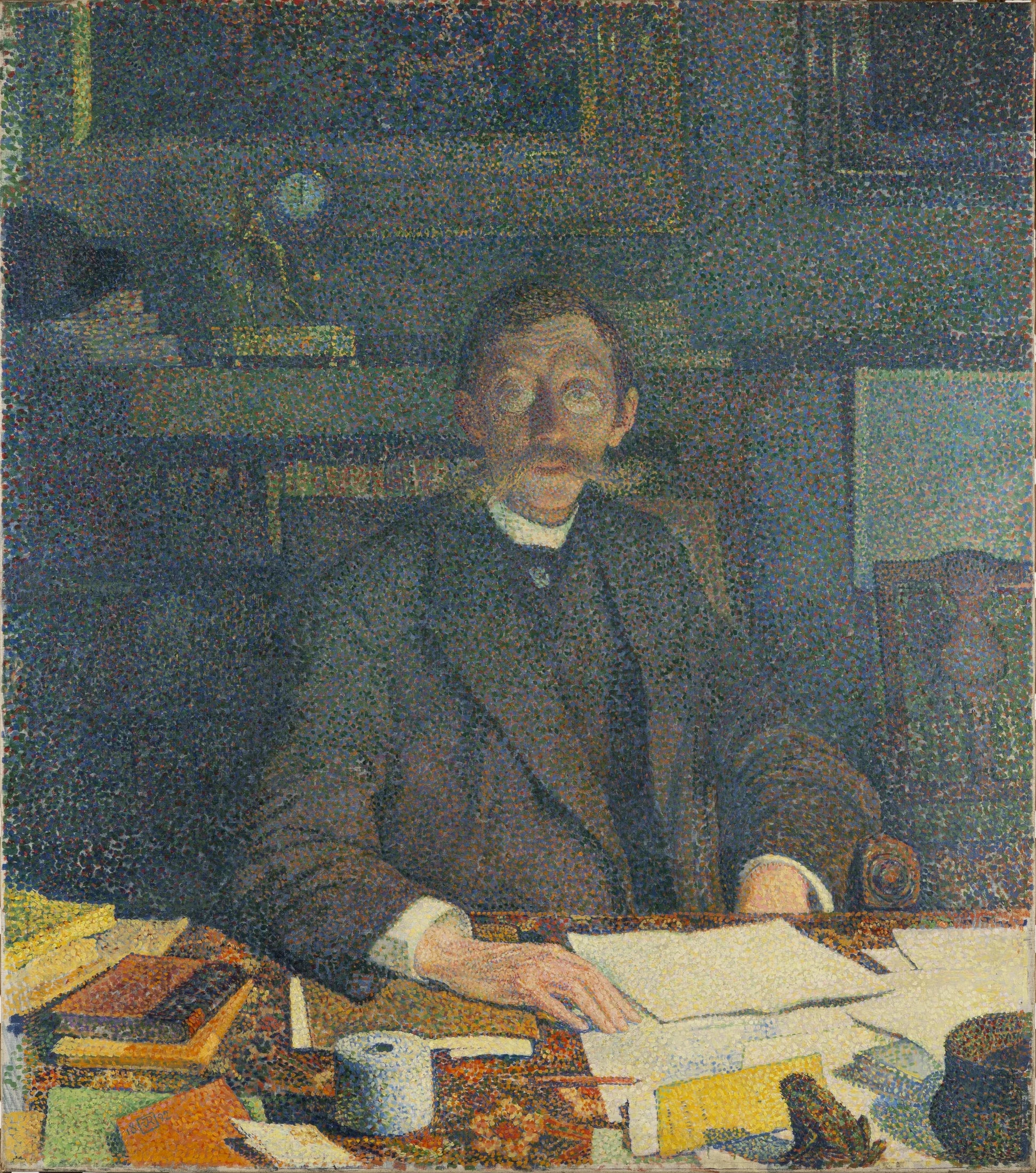 Portrait d'Emile Verhaeren dans son cabinet de travail, rue du Moulin à Saint-Josse-Ten-Noode - Théo van Rysselberghe image 1 reproduction artisanale de tableau