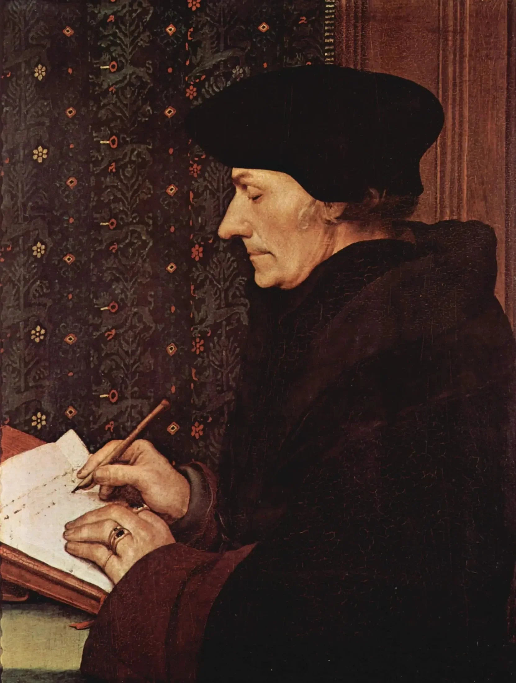 Portrait d'Érasme écrivant - Hans Holbein le Jeune image 1 reproduction d’œuvre d’art à l’huile