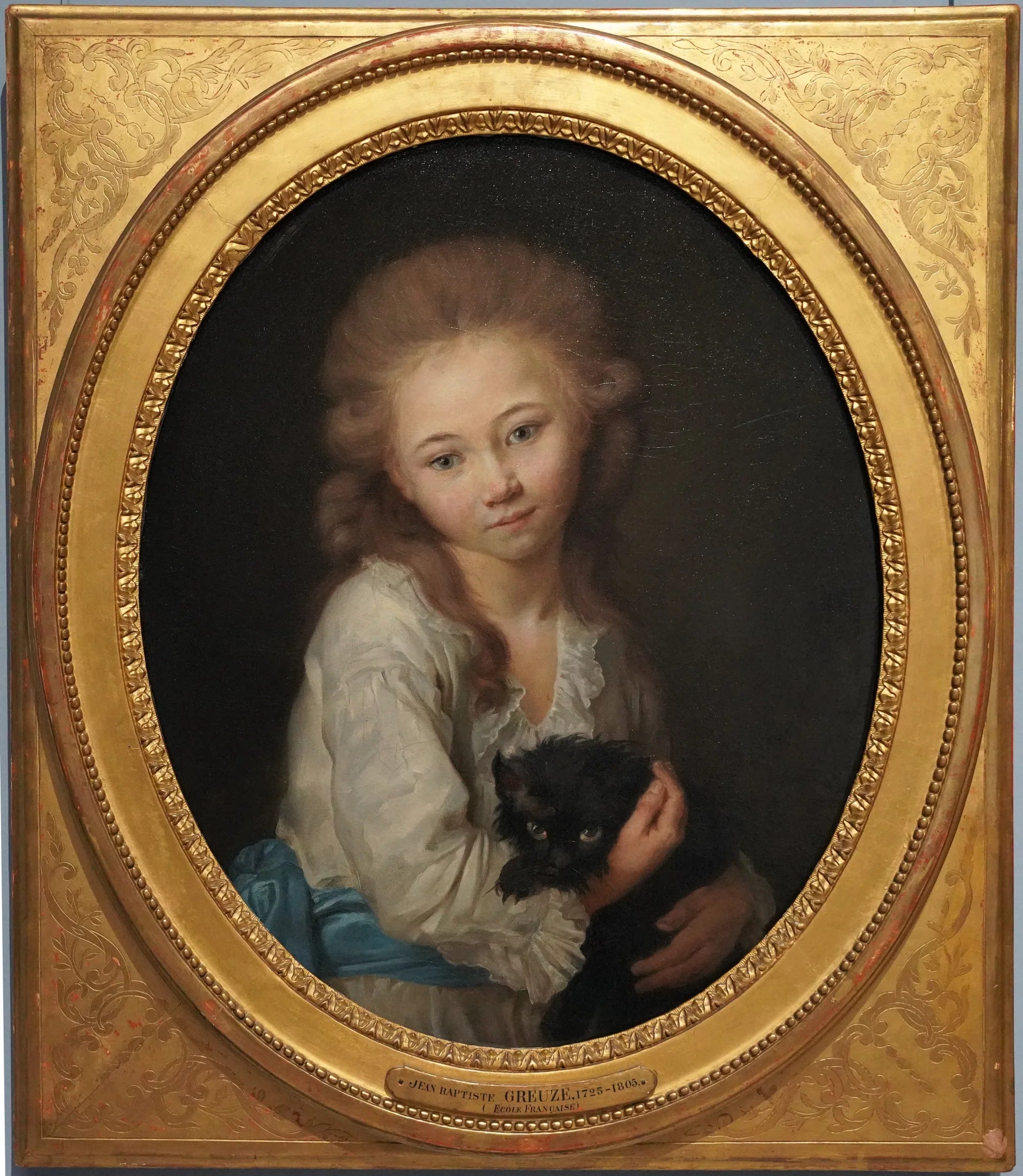 Portrait d'Esprit de Baculard d'Arnaud avec un chat - Jean-Baptiste Greuze image 1 tableau peint à l’huile sur toile