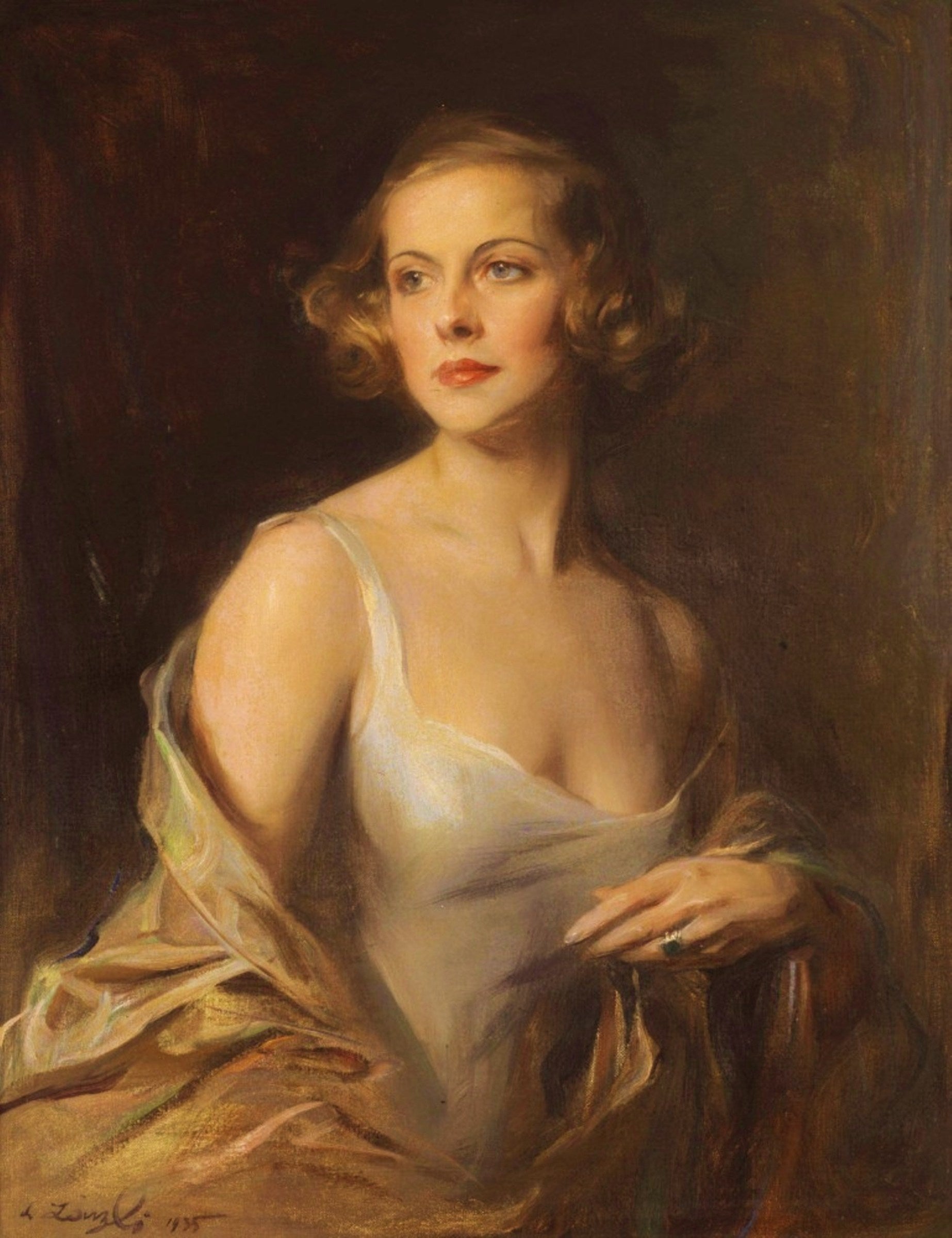 Portrait d'Hélène Charlotte de Berquely-Richards (1908-2004) - Philip de László image 1 tableau peint à l’huile sur toile
