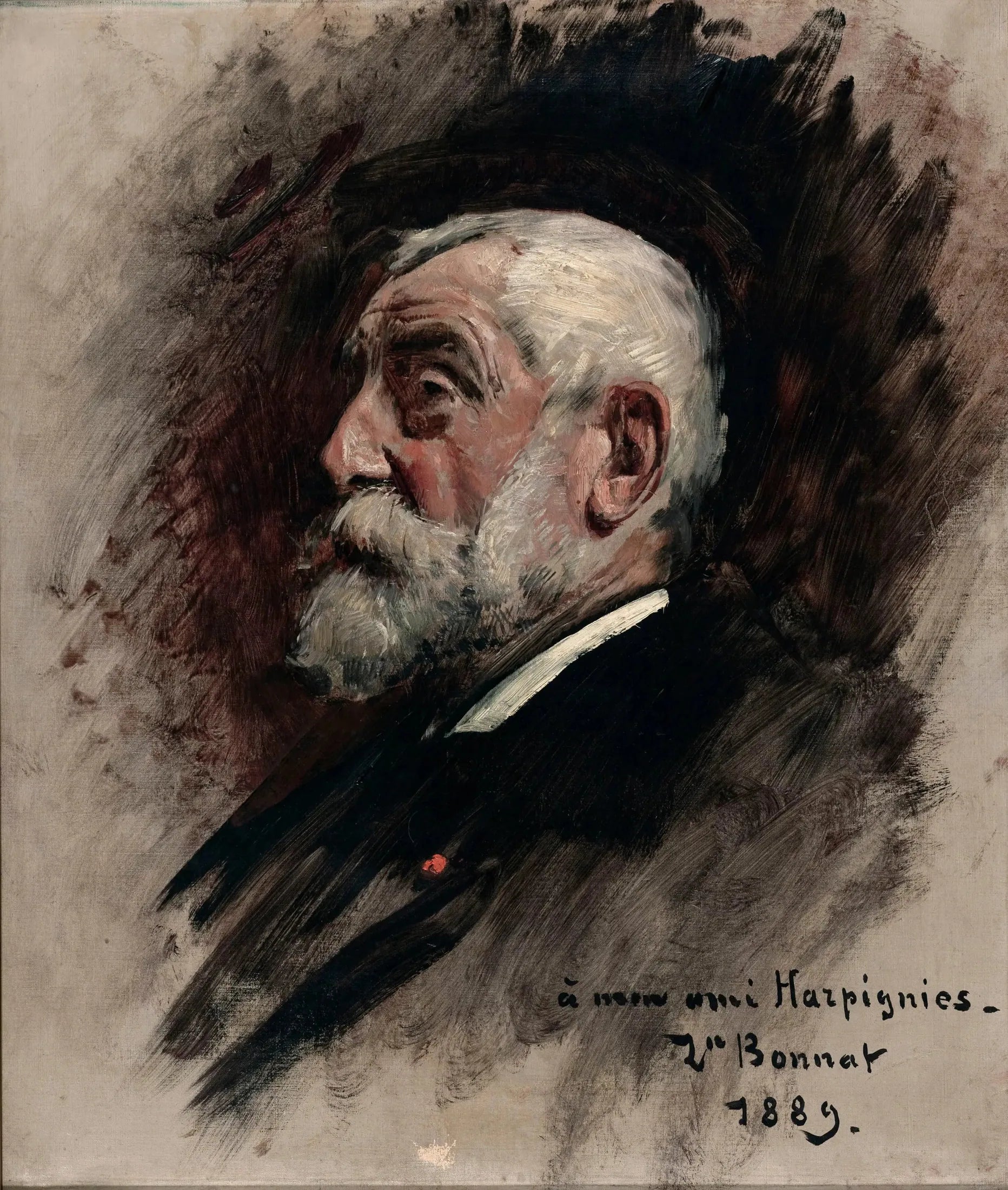 Portrait d'Henri Harpignies - Léon Bonnat image 1 reproduction artisanale de tableau