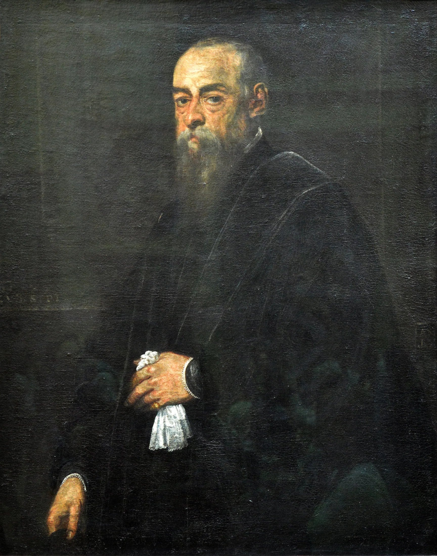 Portrait d'homme âgé tenant un mouchoir - Jacopo Tintoretto image 1 reproduction artisanale de tableau