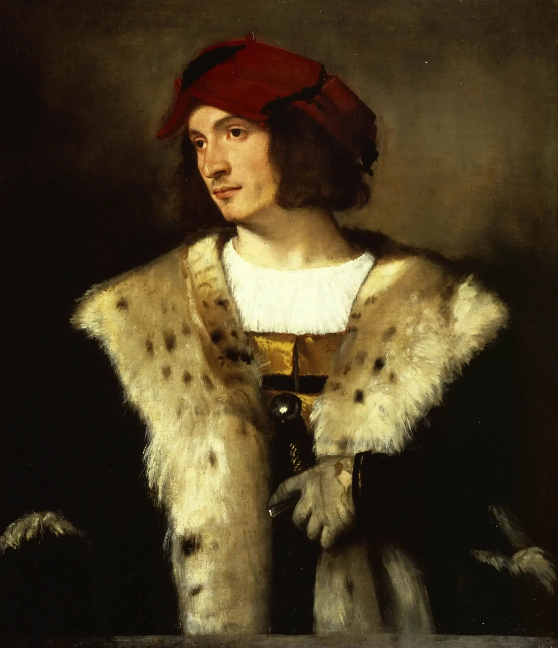 Portrait d'homme au chapeau rouge - Titian image 1 tableau peint à l’huile sur toile