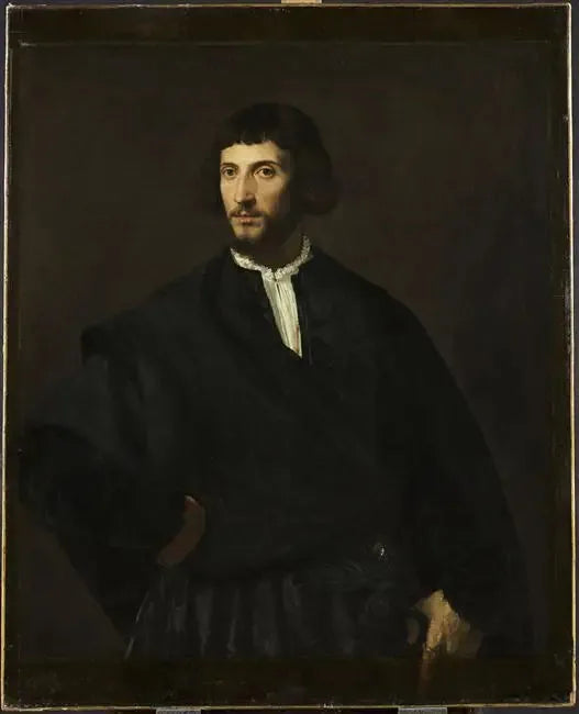 Portrait d'homme, main à la ceinture - Titian image 1 tableau peint à l’huile sur toile