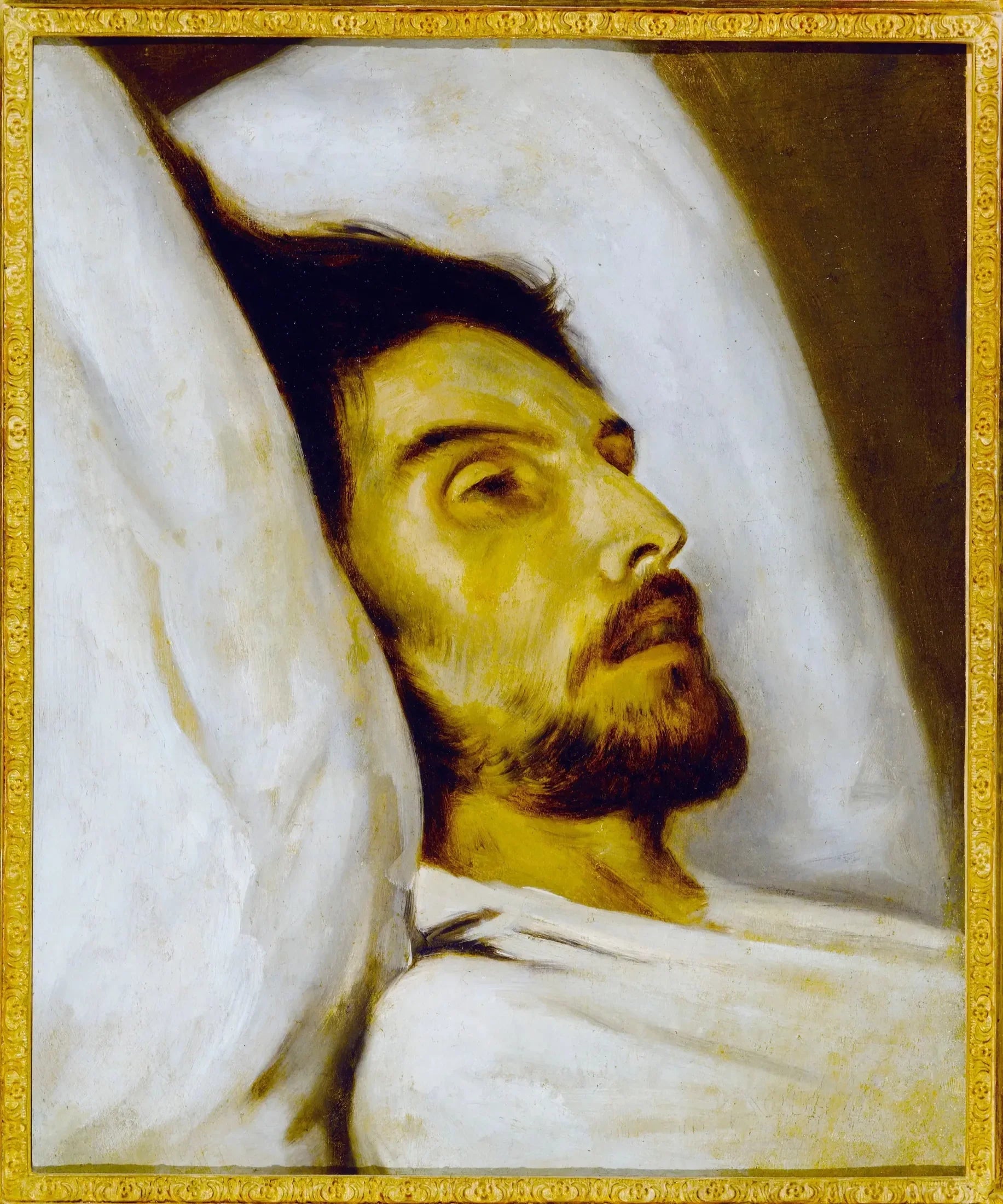 Portrait d'homme sur son lit de mort, autrefois dit Armand Carrel - Paul Delaroche image 1 copie de tableau peinte à la main