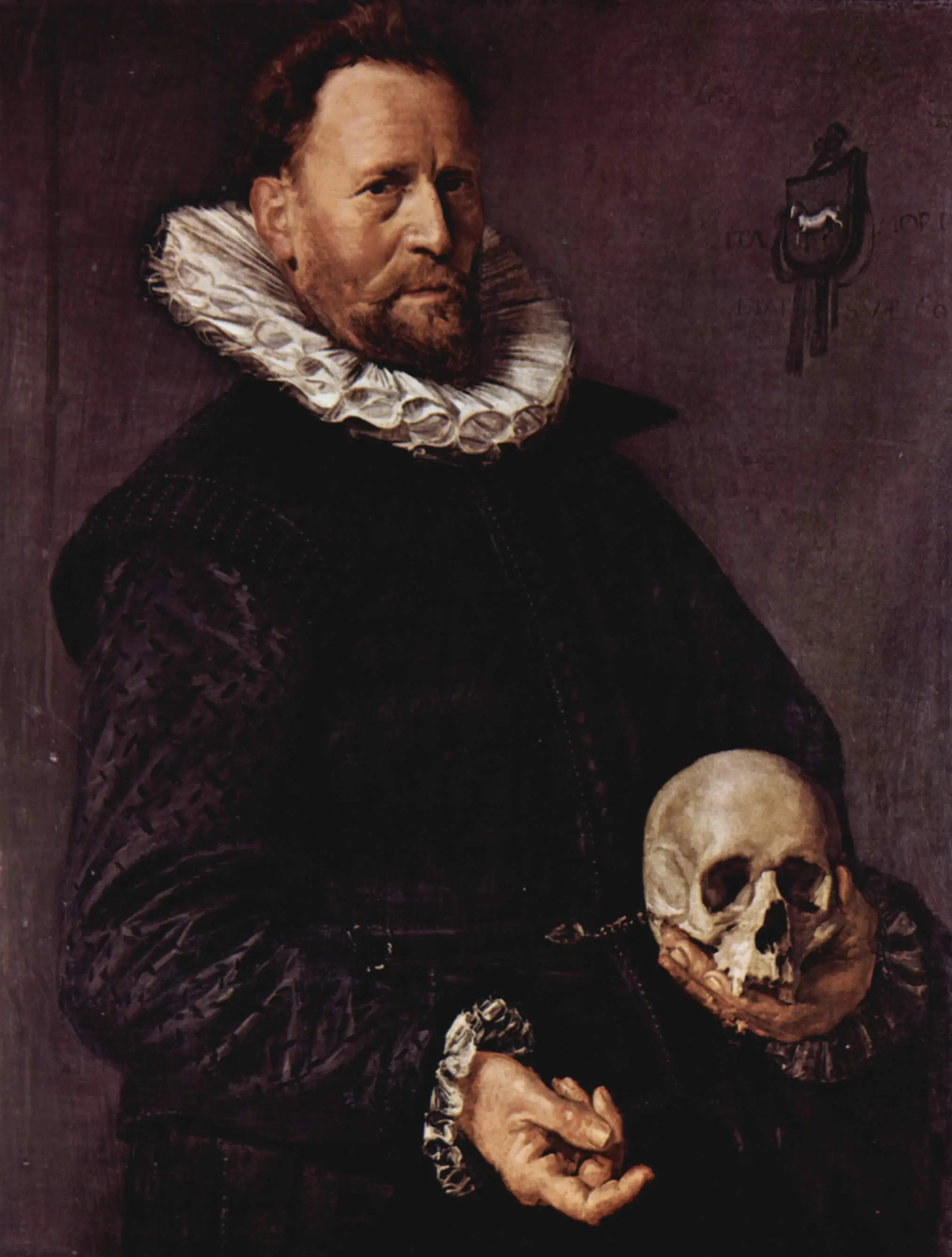 Portrait d'homme tenant un crâne - Frans Hals image 1 copie peinte à la main à l’huile