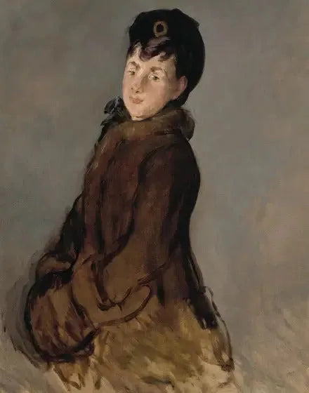 Portrait d'Isabelle Lemonnier avec un manchon - Édouard Manet image 1 tableau peint à l’huile sur toile