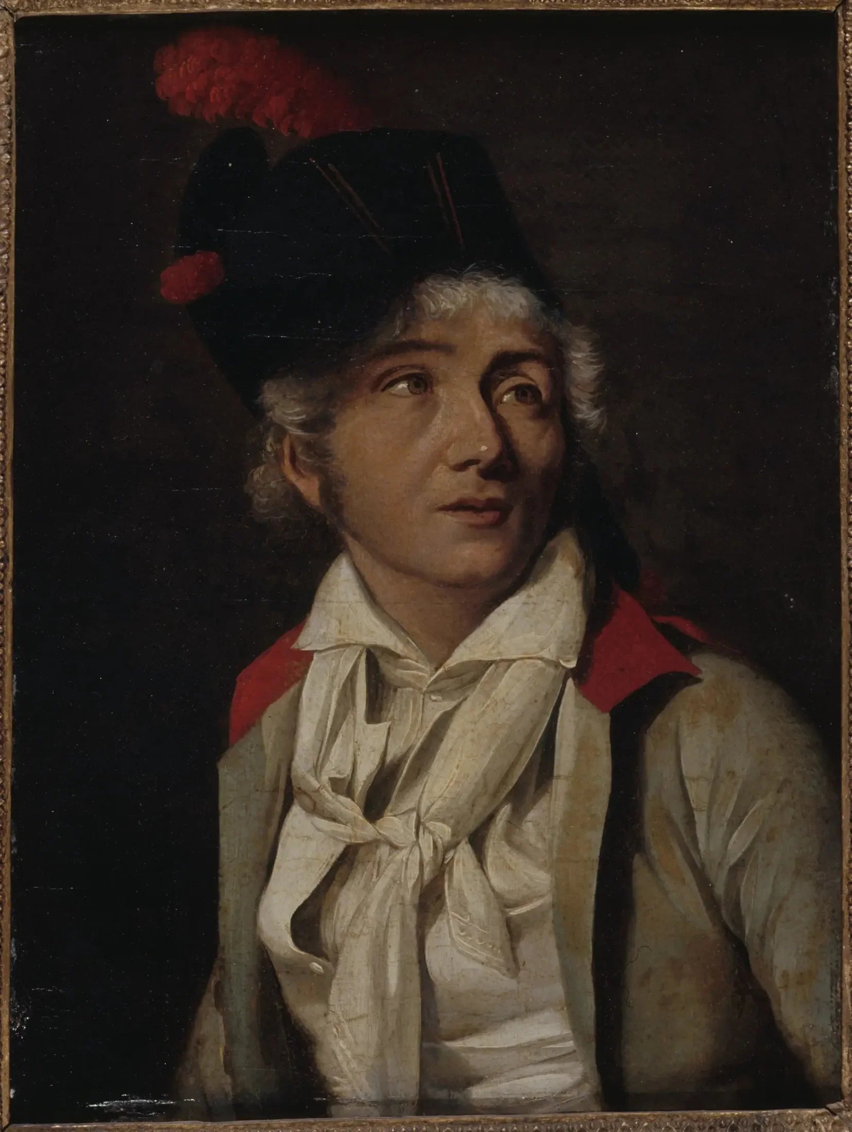 Portrait d'un acteur, en veste blanche à collet rouge - Louis-Léopold Boilly image 1 reproduction artisanale de tableau