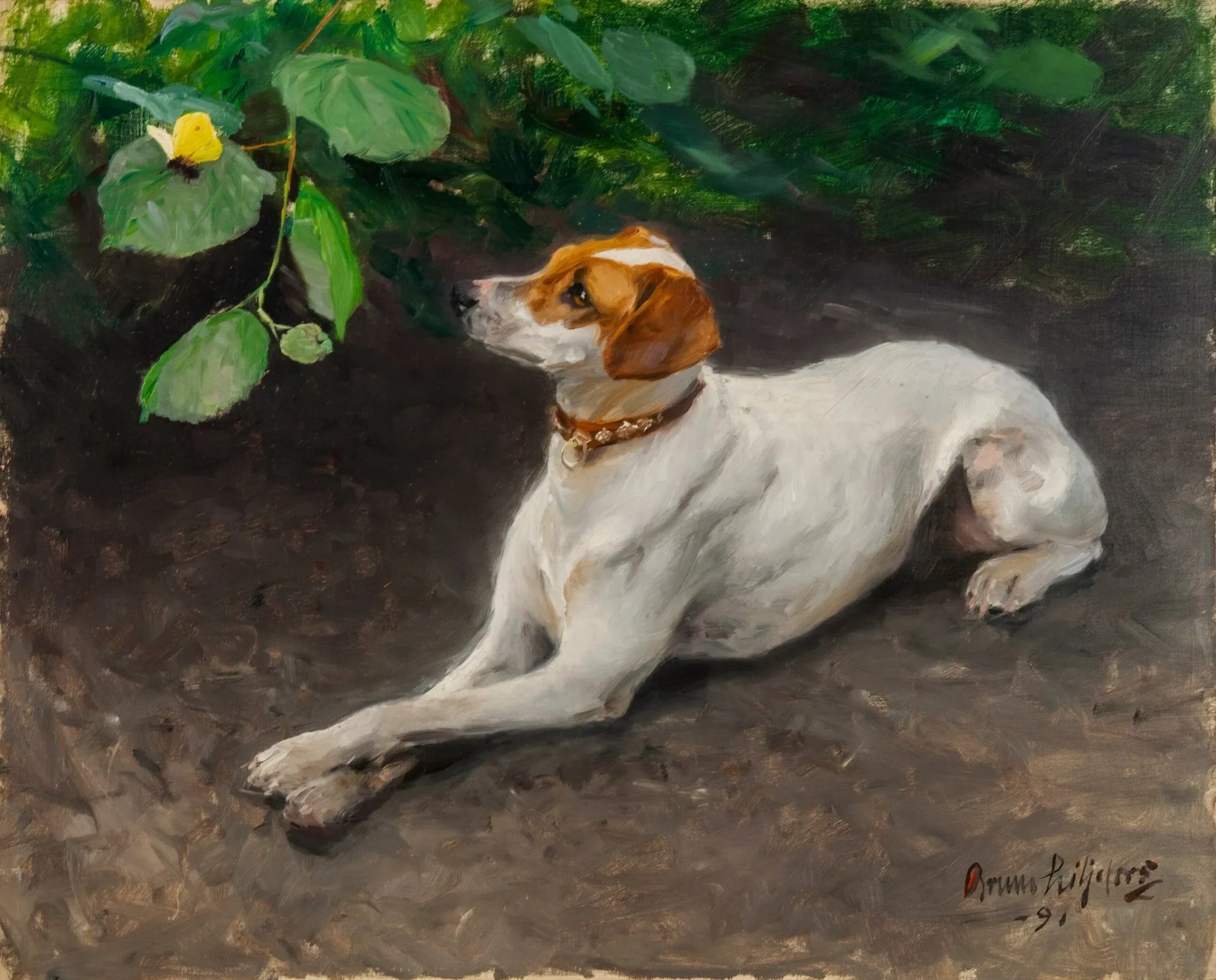Portrait d'un chien - Bruno Liljefors image 1 copie peinte à la main à l’huile