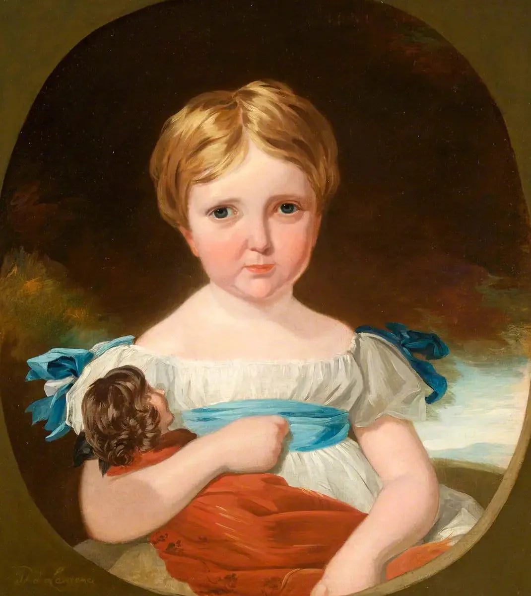 Portrait d'un enfant avec une poupée - Thomas Lawrence image 1 copie peinte à la main à l’huile