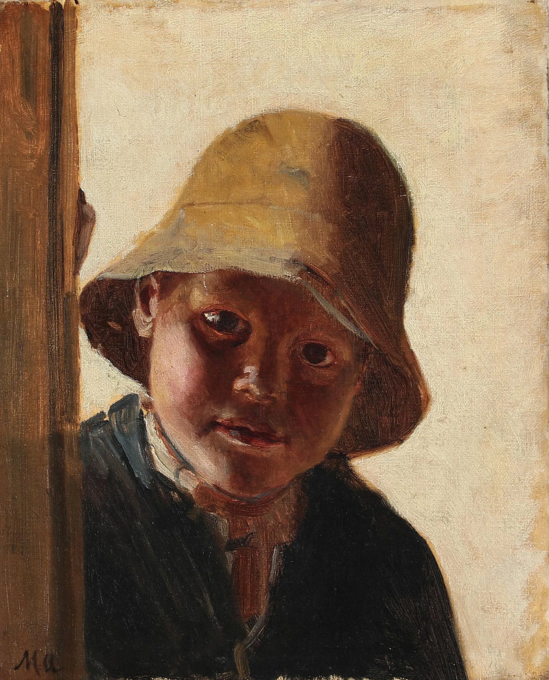 Portrait d'un garçon regardant par une fenêtre. - Michael Peter Ancher