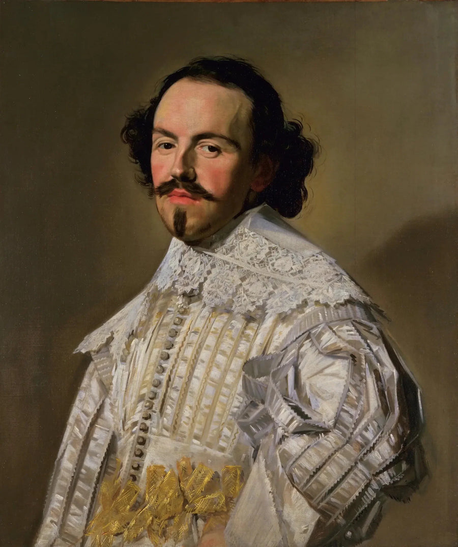 Portrait d'un gentilhomme en blanc - Frans Hals image 1 copie peinte à la main à l’huile