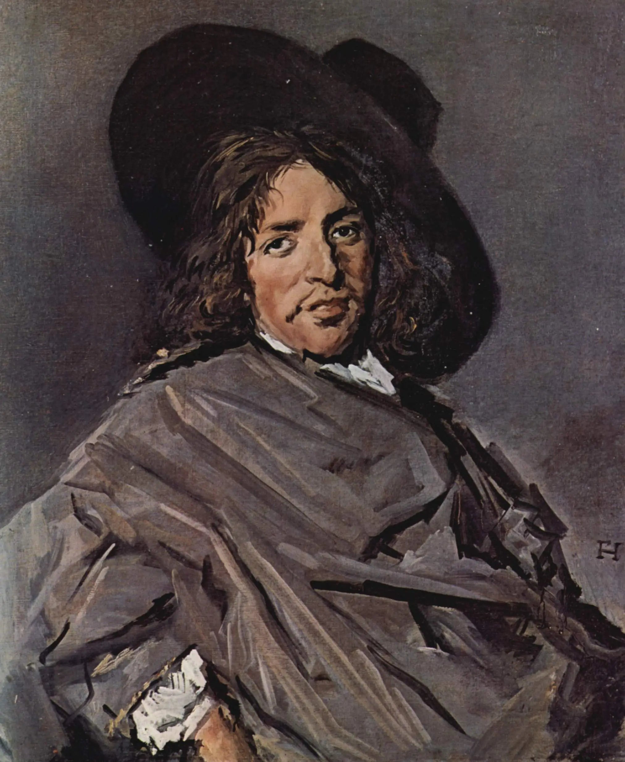 Portrait d'un homme assis avec un chapeau de travers - Frans Hals image 1 reproduction d’œuvre d’art à l’huile