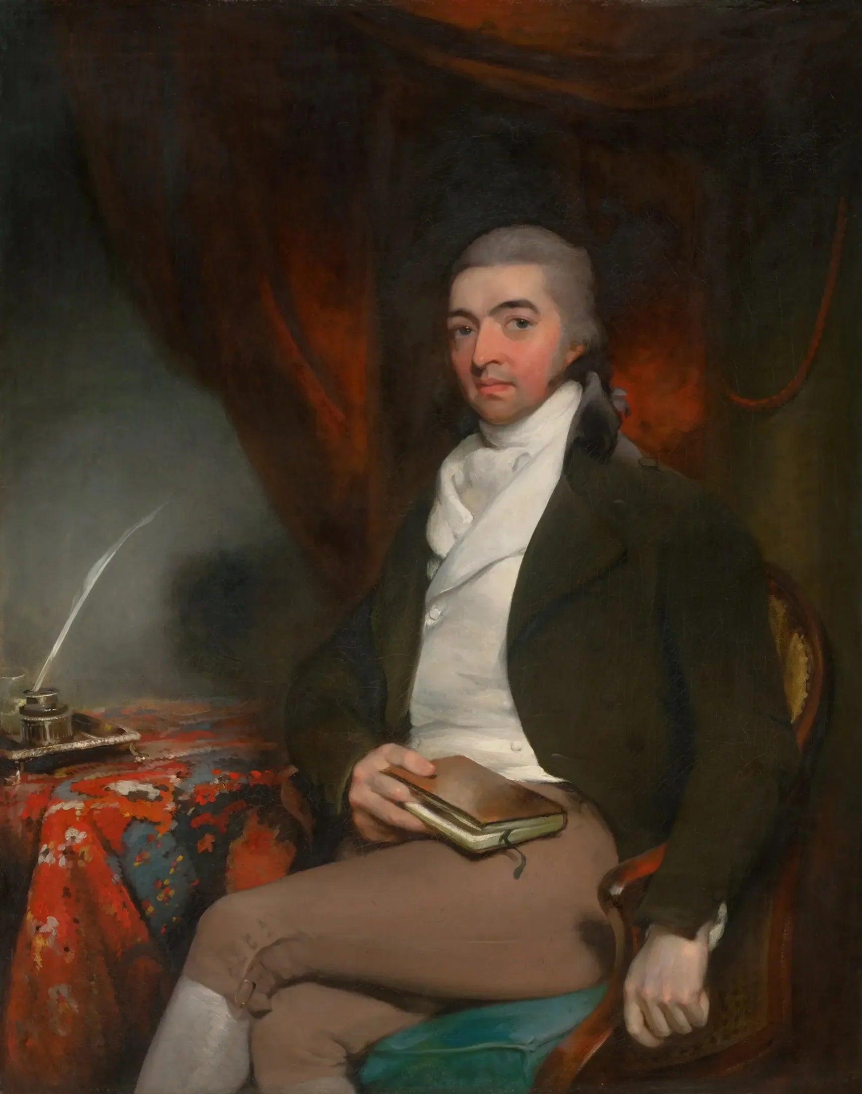 Portrait d'un homme assis avec un livre - Thomas Lawrence image 1 reproduction de peinture à l’huile