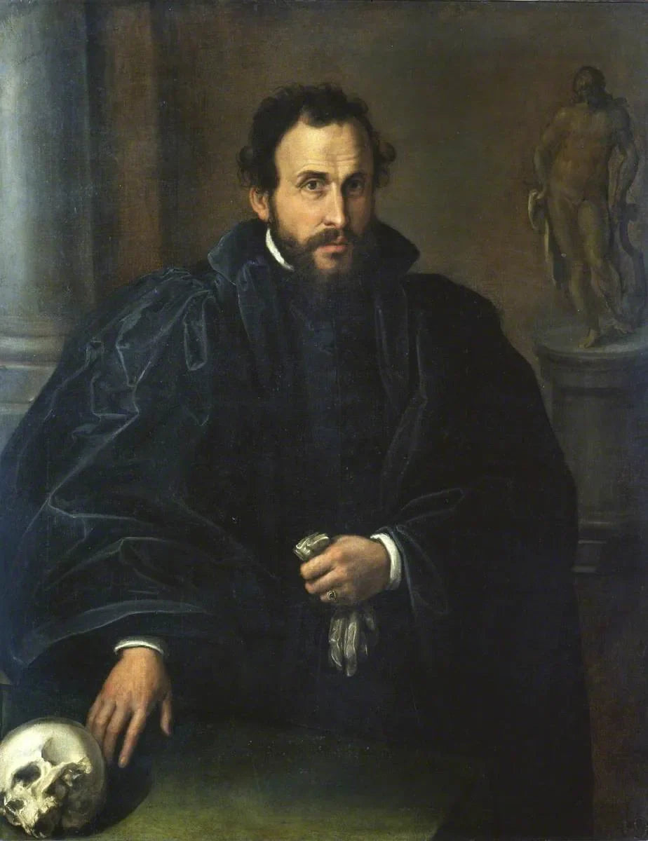 Portrait d'un homme avec un crâne - Lorenzo Lotto image 1 tableau peint à l’huile sur toile