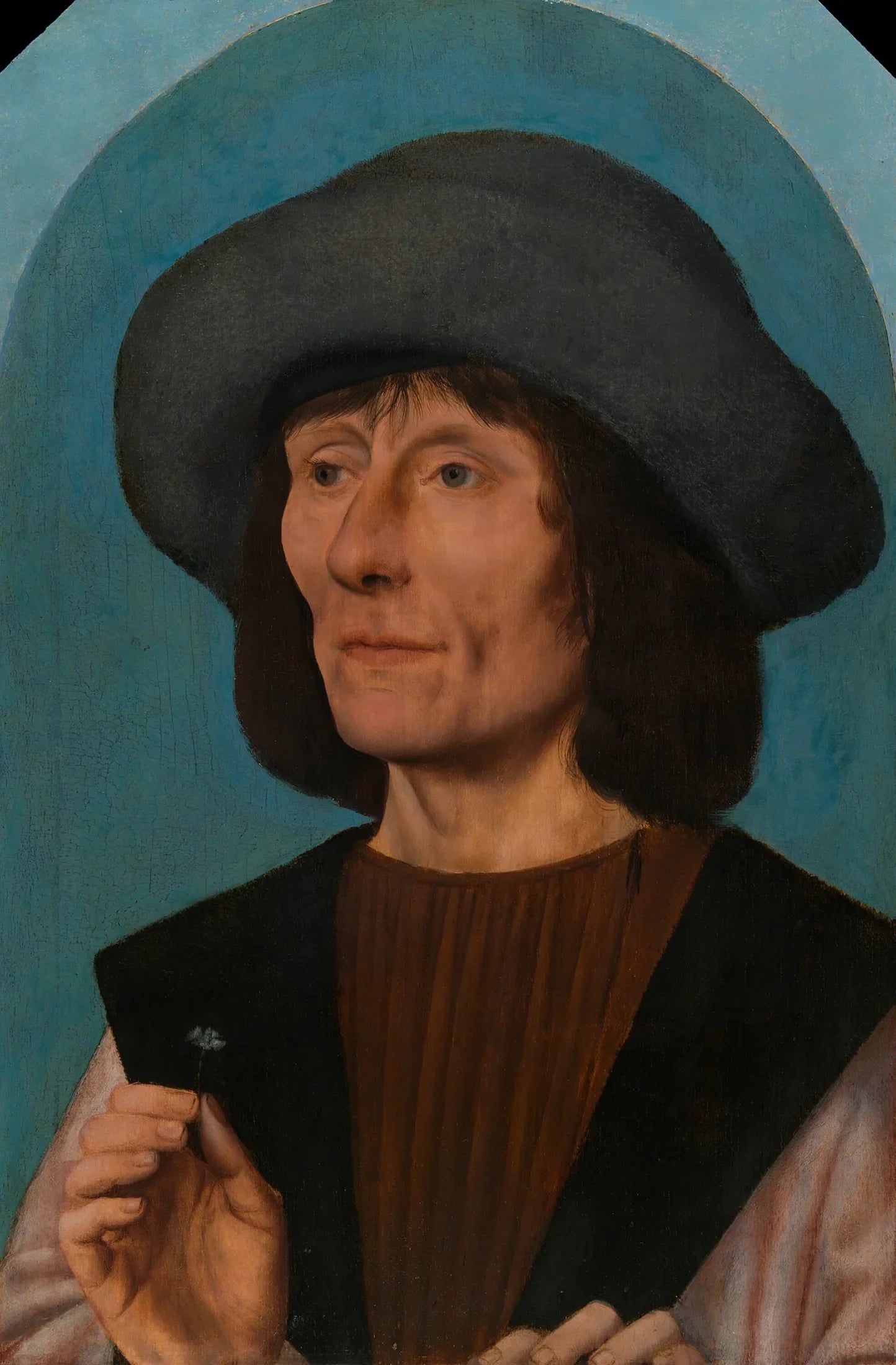 Portrait d'un homme avec un œillet rose - Quentin Metsys image 1 reproduction de peinture à l’huile