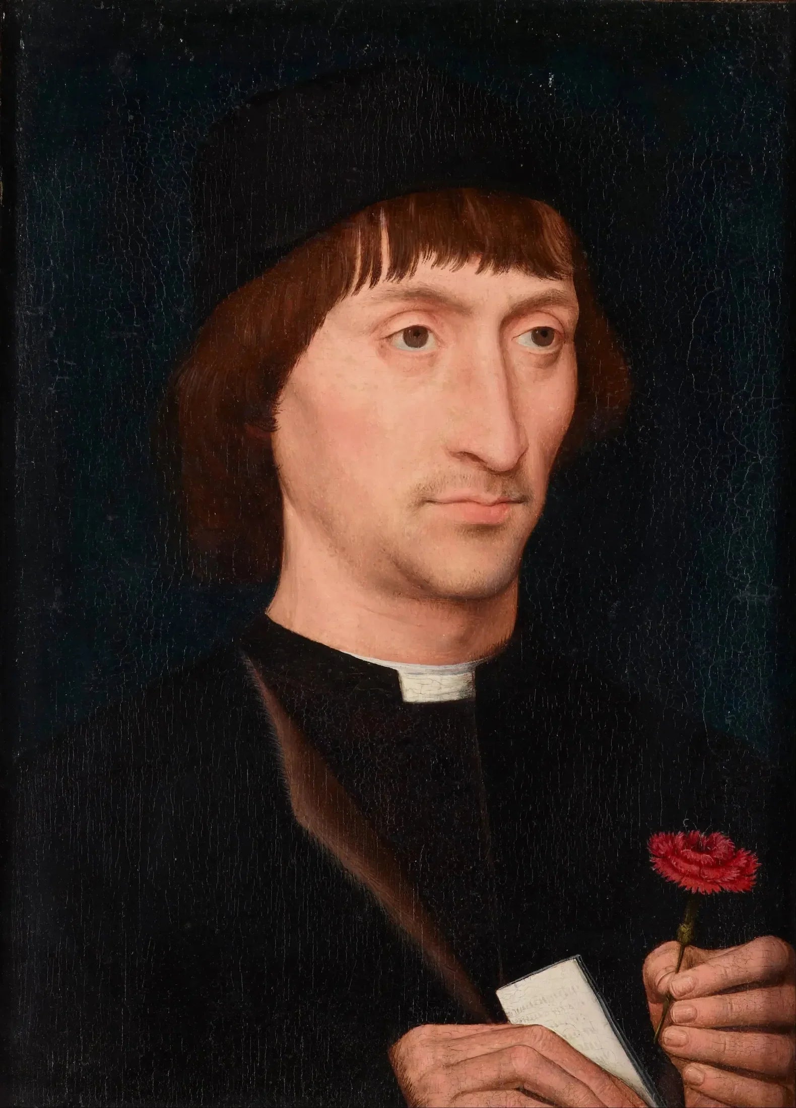 Portrait d'un homme avec un rose - Hans Memling image 1 tableau peint à l’huile sur toile