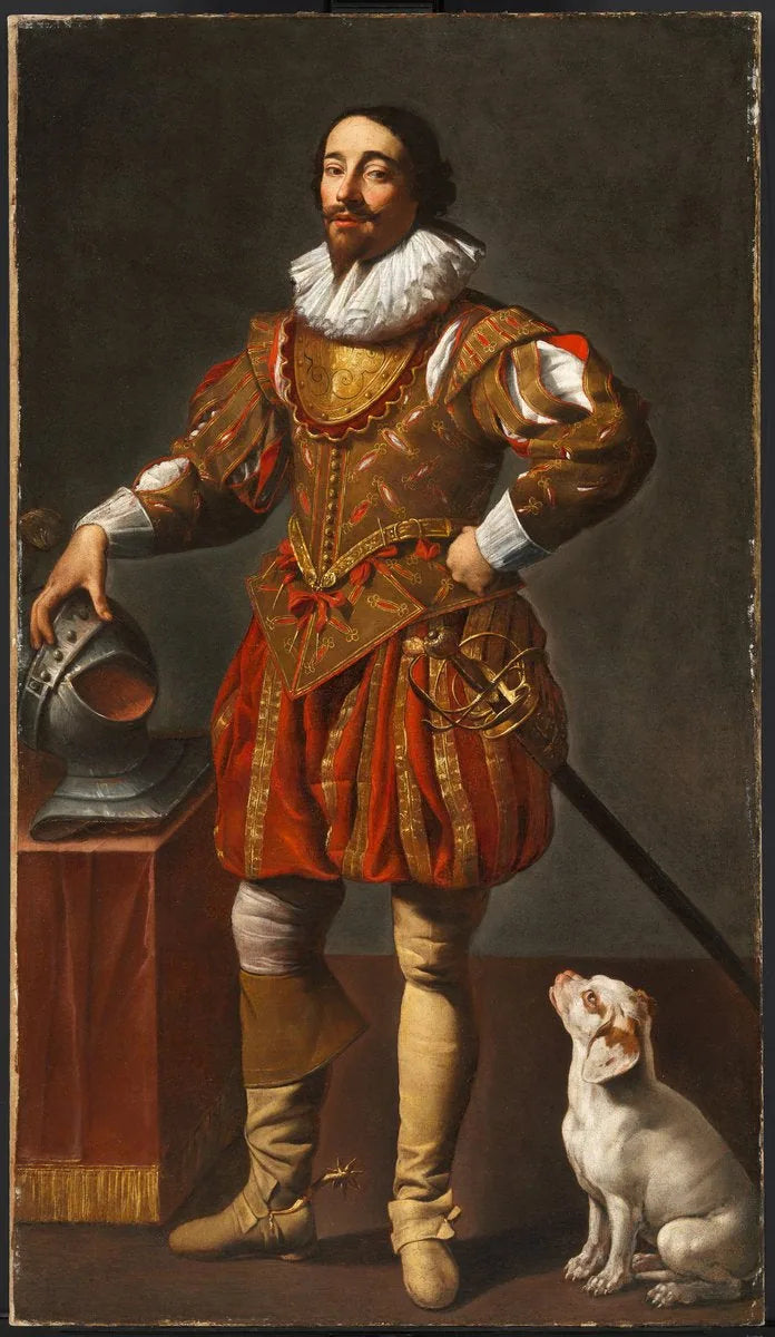 Portrait d'un homme avec son chien - Simon Vouet image 1 tableau peint à l’huile sur toile
