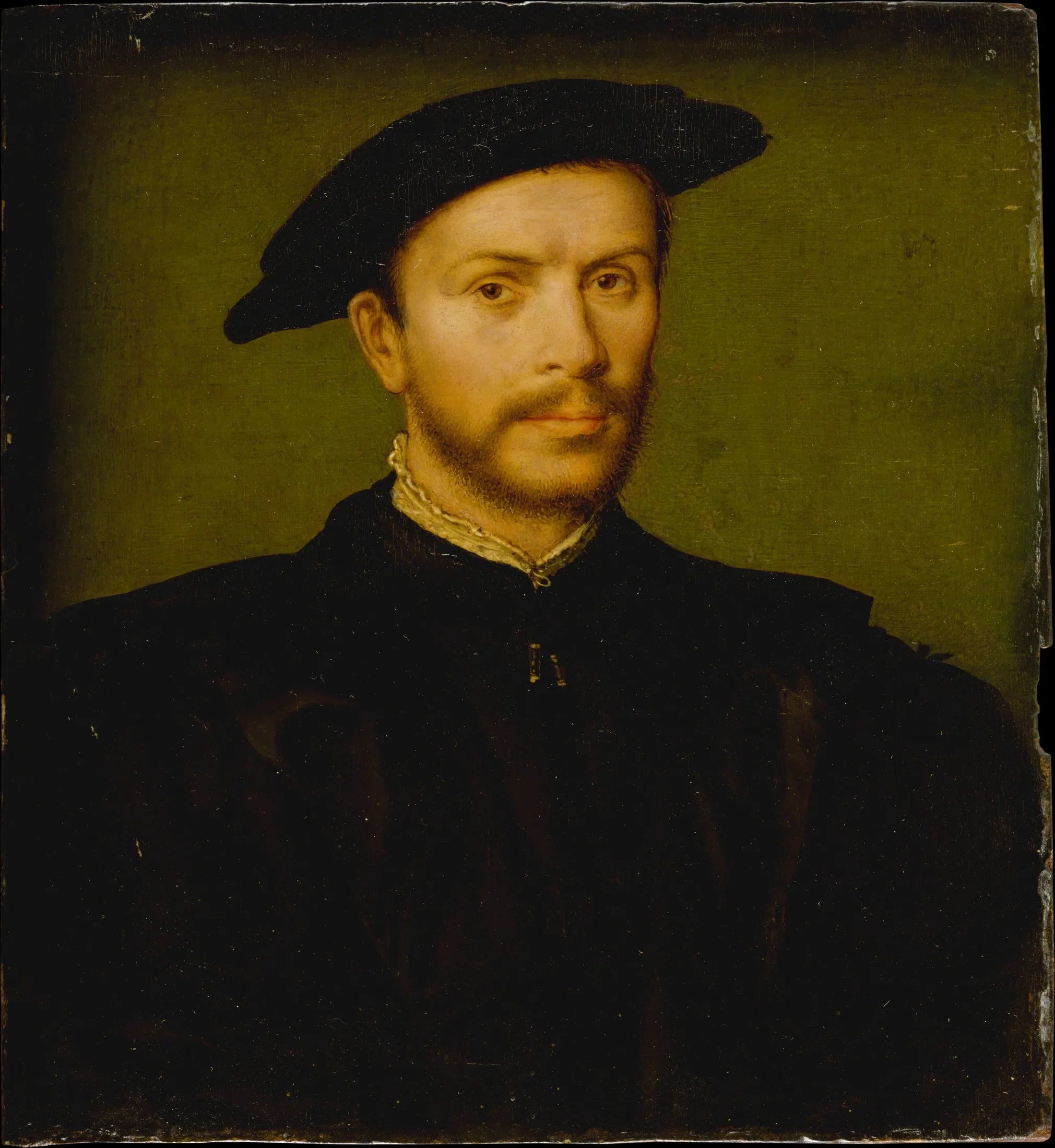 Portrait d'un homme barbu en noir - Corneille de Lyon image 1 copie de tableau peinte à la main