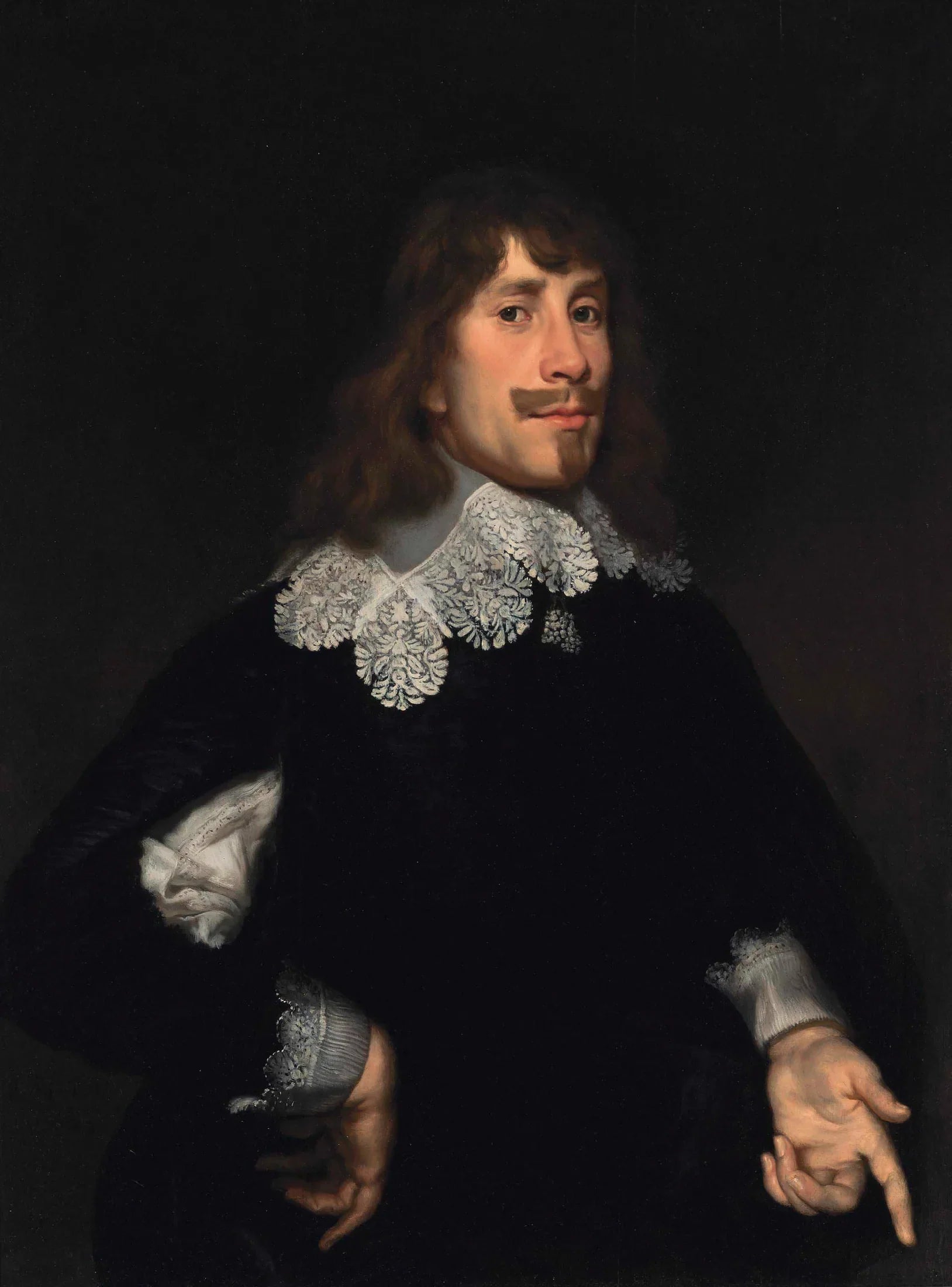 Portrait d'un homme, buste, en pourpoint noir - Joachim von Sandrart image 1 reproduction de peinture à l’huile