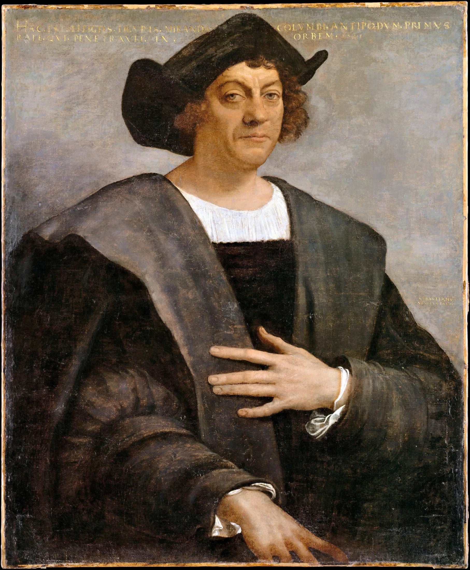 Portrait d'un homme, dit Christophe Colomb (né vers 1446, décédé en 1506) - Sebastiano del Piombo image 1 copie peinte à la main à l’huile