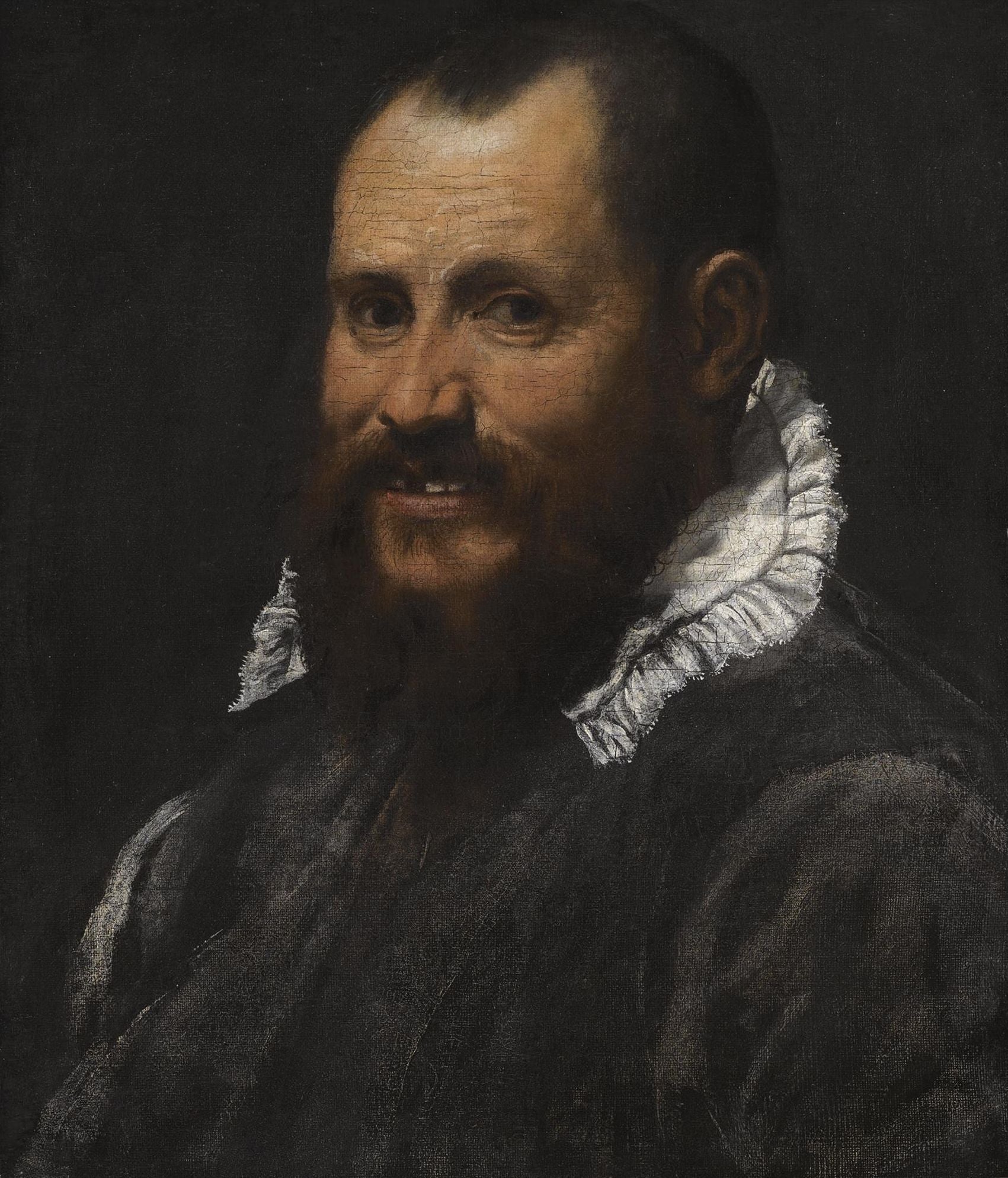 Portrait d'un homme, en buste, en col blanc - Annibale Carracci image 1 reproduction artisanale de tableau