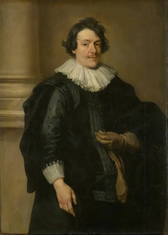 Portrait d'un homme en noir devant une colonne - Antoine van Dyck image 1 tableau peint à l’huile sur toile