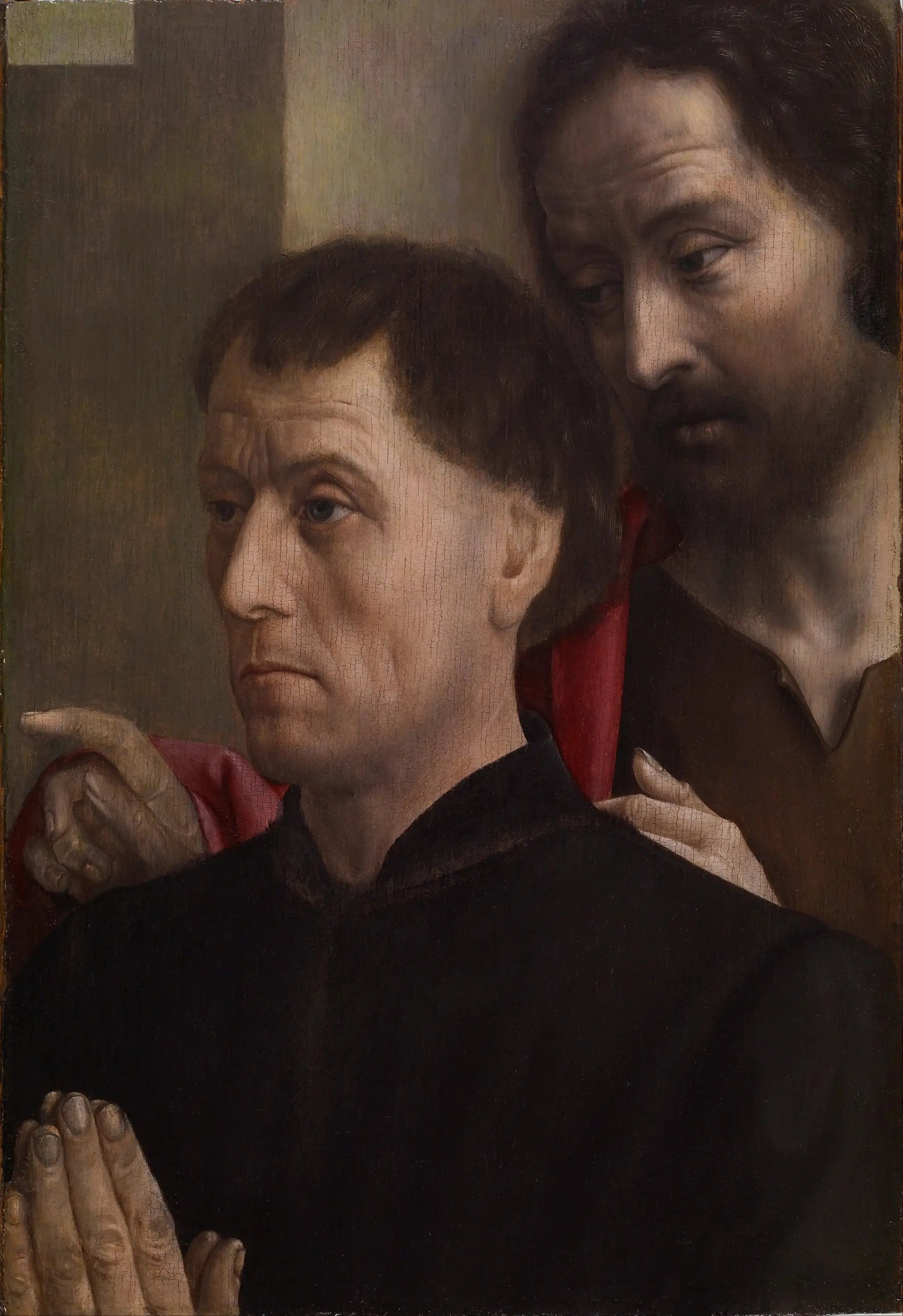 Portrait d'un homme en prière avec saint Jean-Baptiste - Hugo van der Goes image 1 reproduction d’œuvre d’art à l’huile