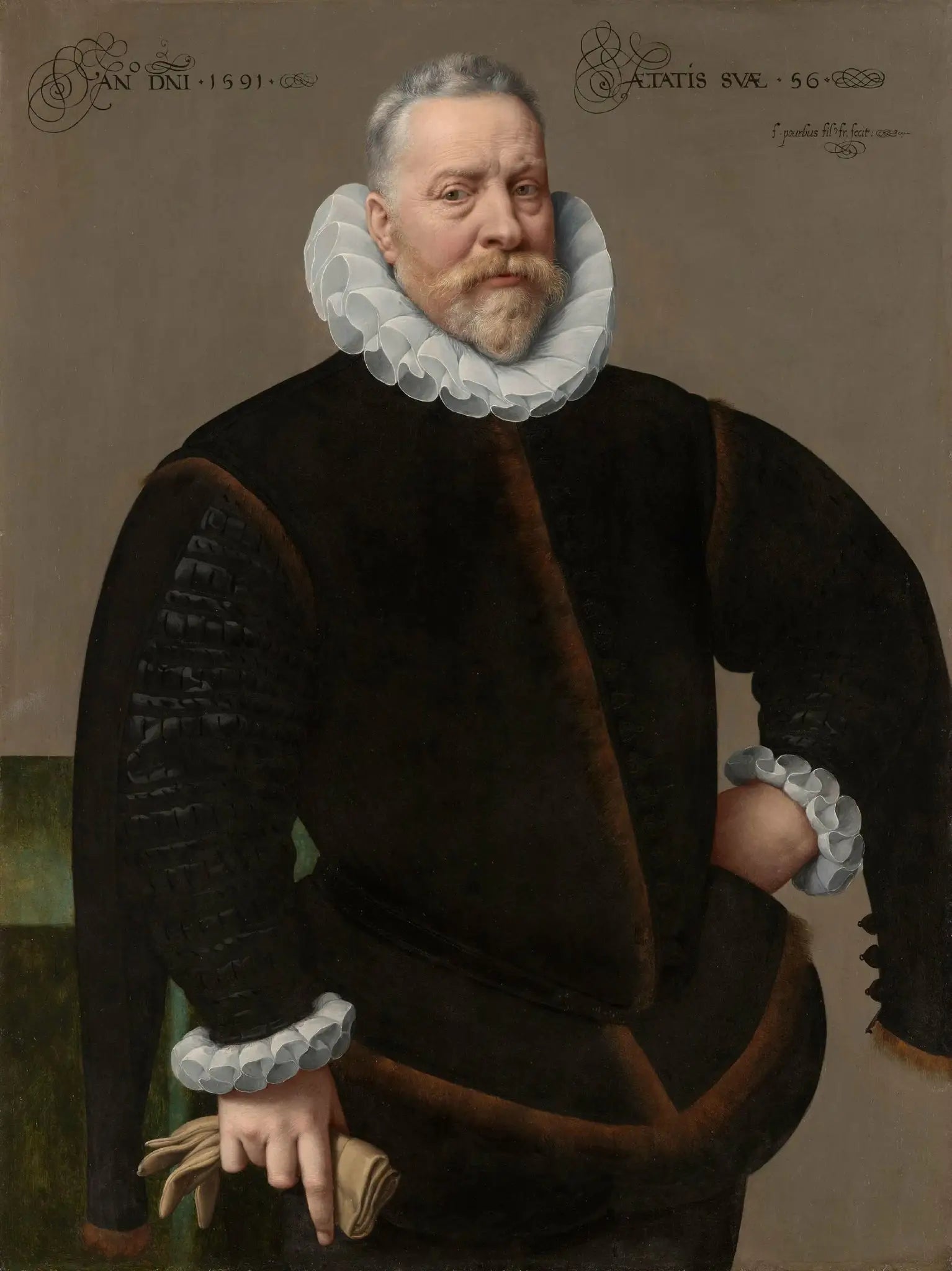 Portrait d'un homme inconnu, âgé de 56 ans - Frans Pourbus the Younger image 1 copie peinte à la main à l’huile