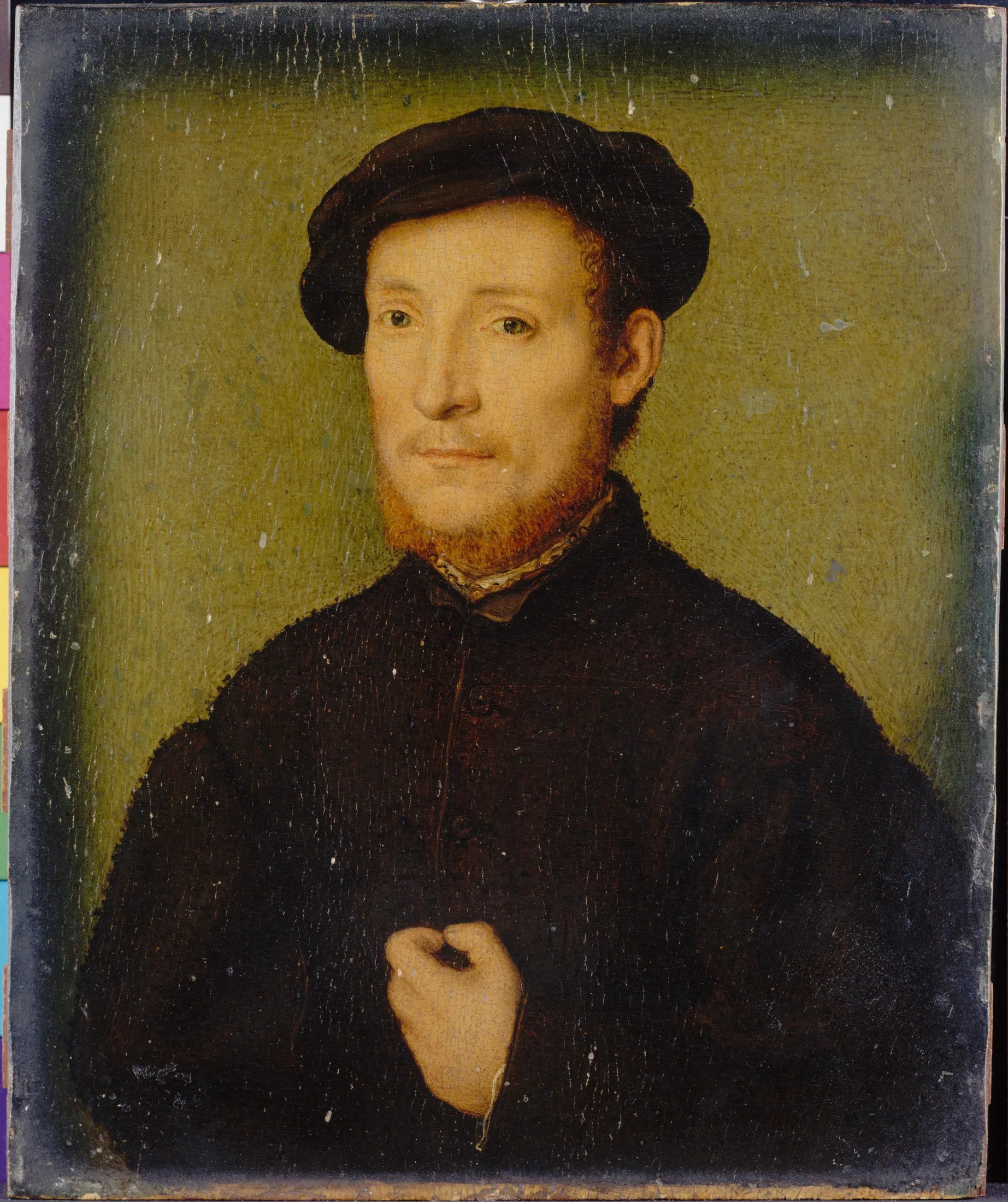 Portrait d'un homme la main sur la poitrine - Corneille de Lyon image 1 reproduction de peinture à l’huile