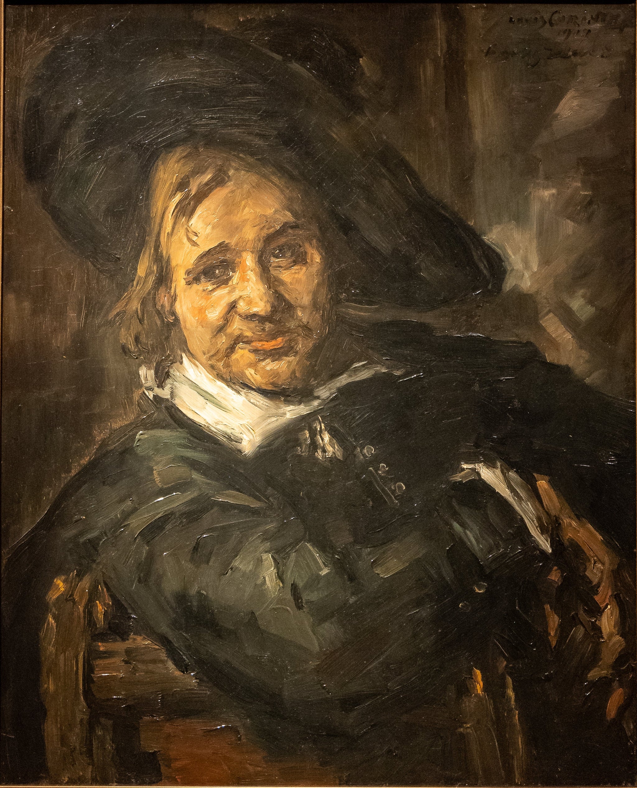Portrait d'un homme portant un chapeau mou (d'après Frans Hals) - Lovis Corinth image 1 copie peinte à la main à l’huile
