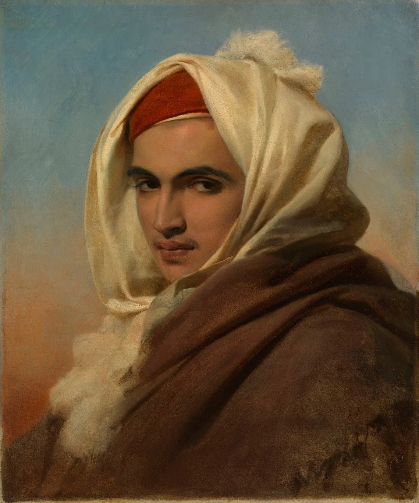 Portrait d'un jeune chef arabe - Léon Cogniet image 1 copie de tableau peinte à la main