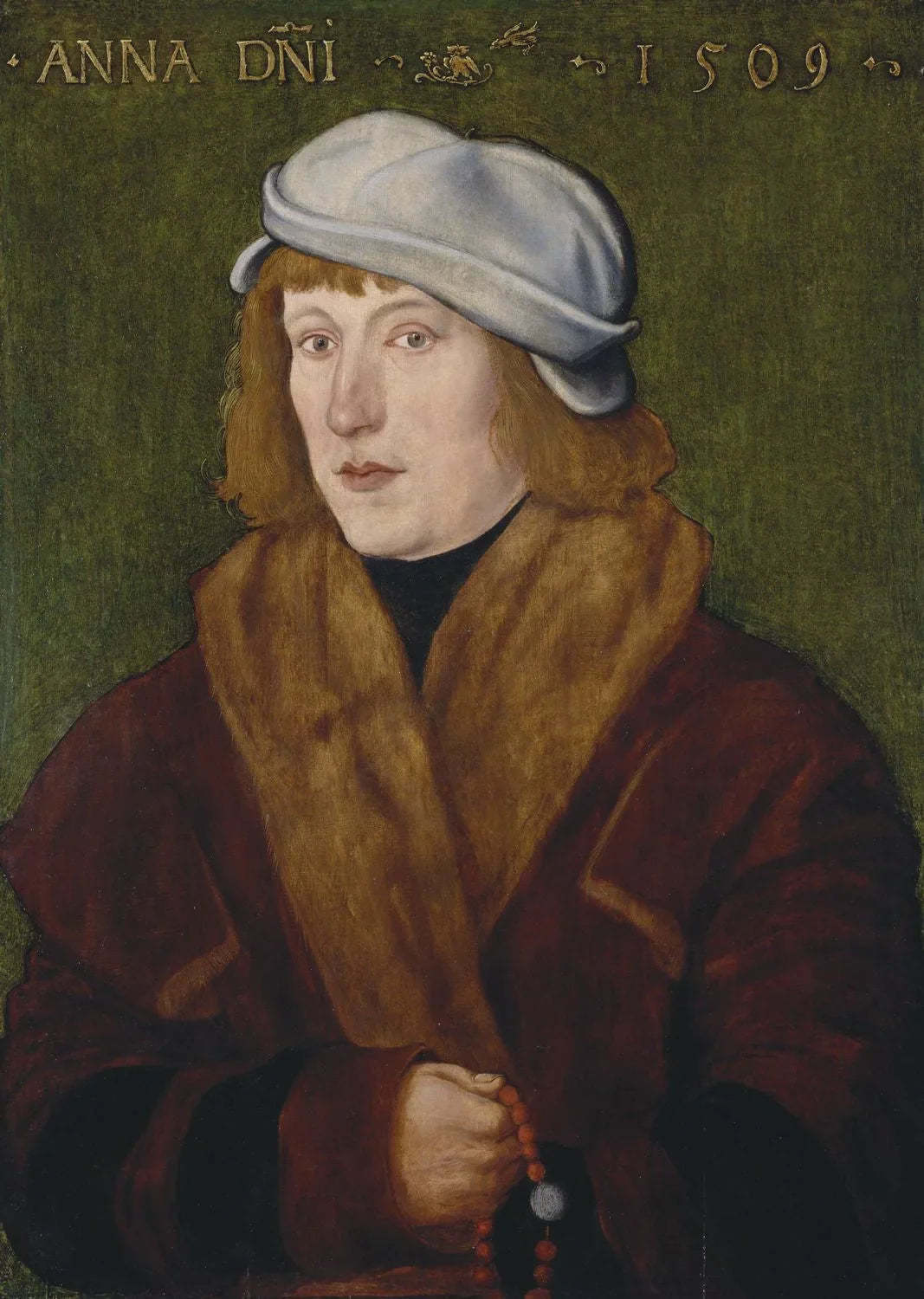 Portrait d'un jeune homme avec un chapelet - Hans Baldung Grien image 1 tableau peint à l’huile sur toile
