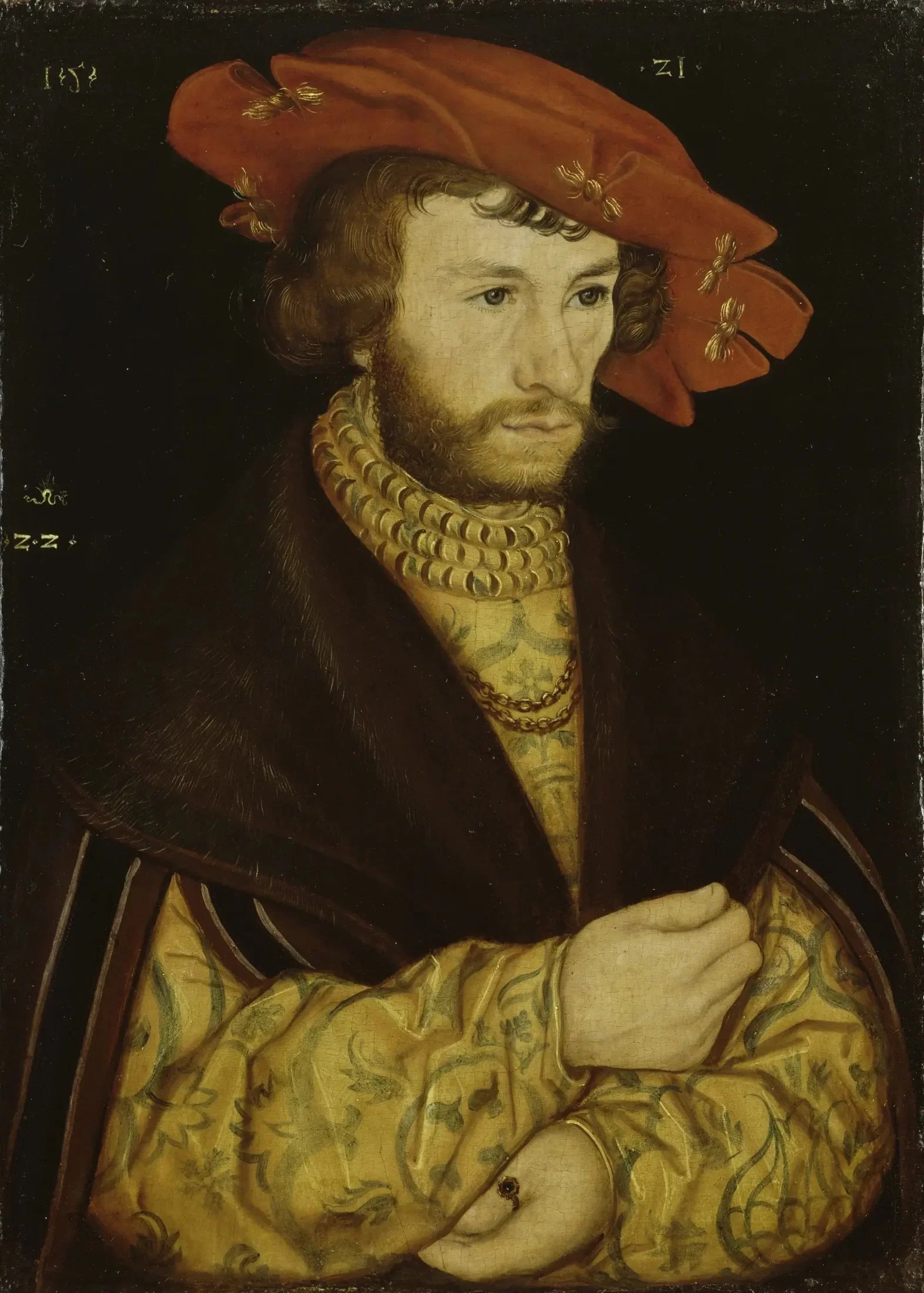 Portrait d'un jeune homme avec une barbe et un béret rouge - Lucas Cranach the Elder image 1 tableau peint à l’huile sur toile