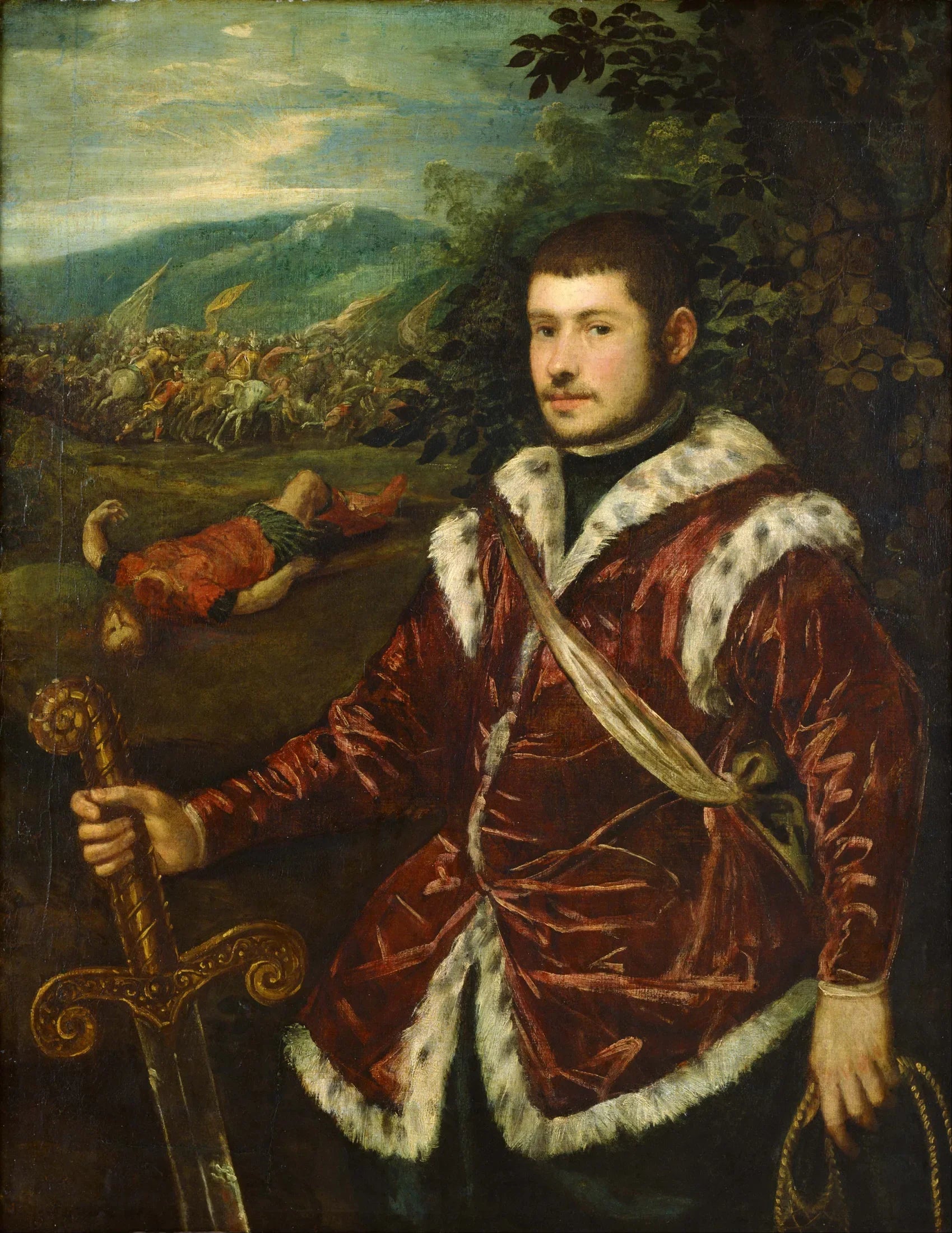 Portrait d'un jeune homme en David - Jacopo Tintoretto image 1 copie de tableau peinte à la main