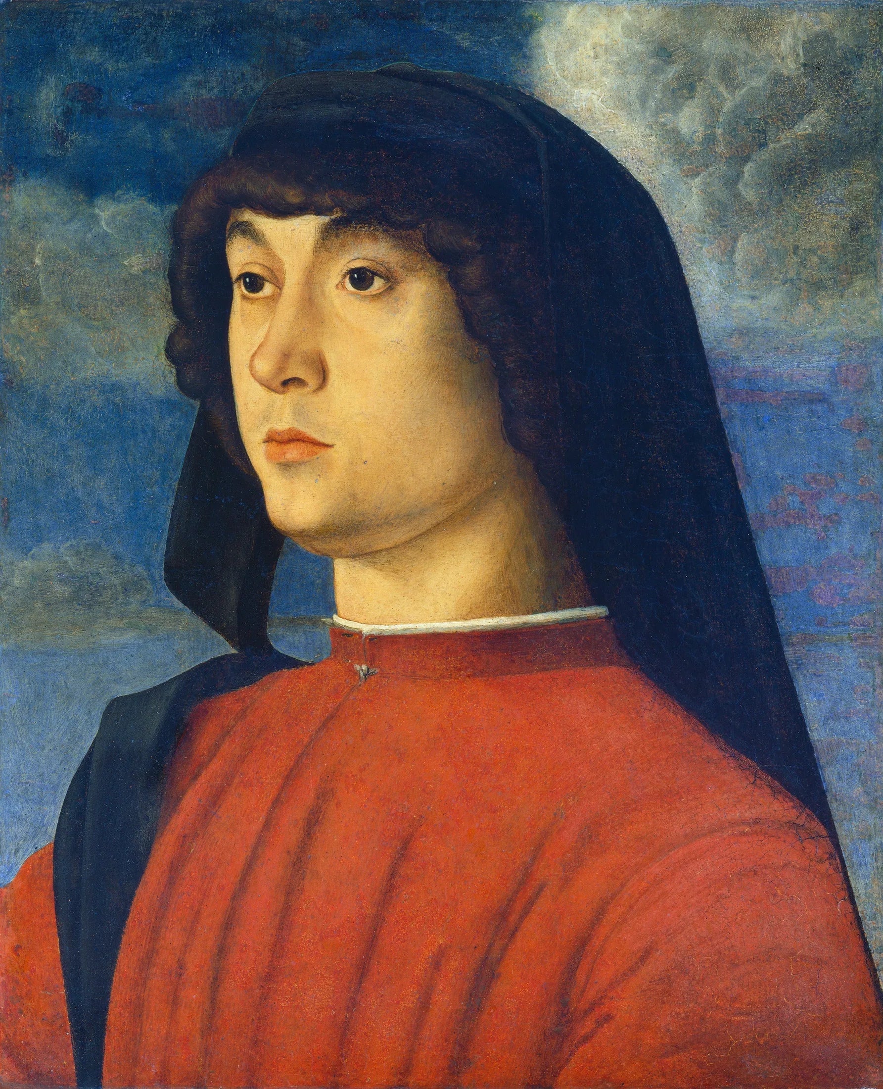 Portrait d'un jeune homme en rouge - Giovanni Bellini image 1 reproduction de peinture à l’huile