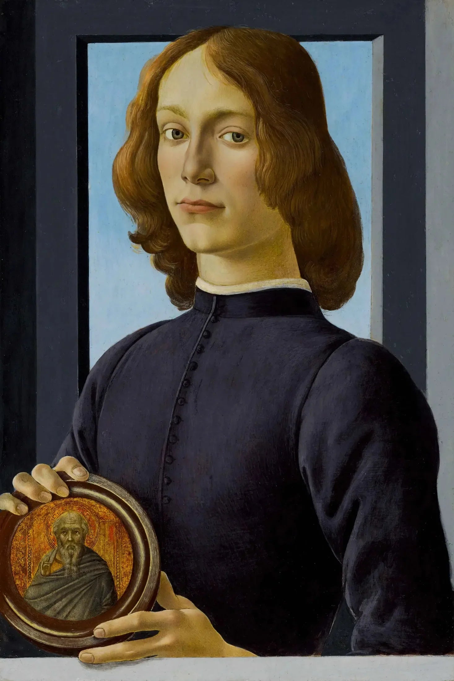 Portrait d'un jeune homme tenant un médaillon - Sandro Botticelli image 1 reproduction réalisée par Alpha Reproduction