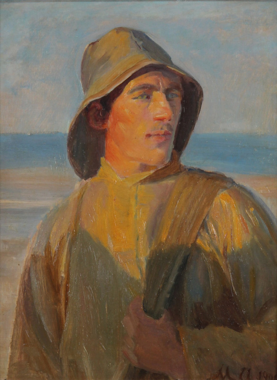 Portrait d'un jeune pêcheur avec un ciré. 1900. - Michael Peter Ancher