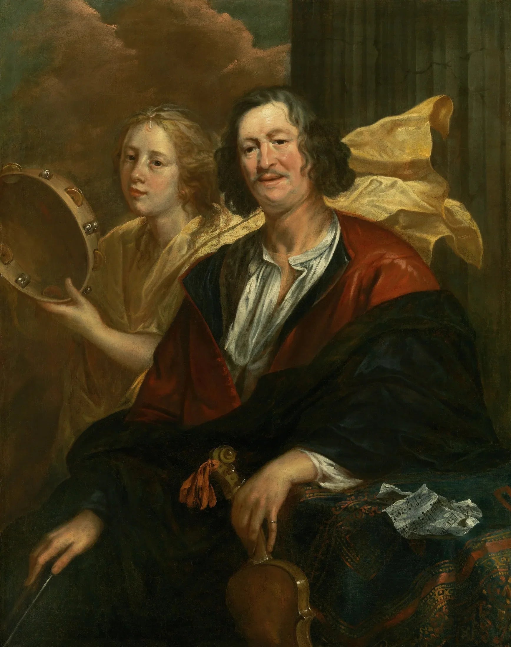 Portrait d'un musicien avec sa muse - Jacob Jordaens image 1 reproduction artisanale de tableau