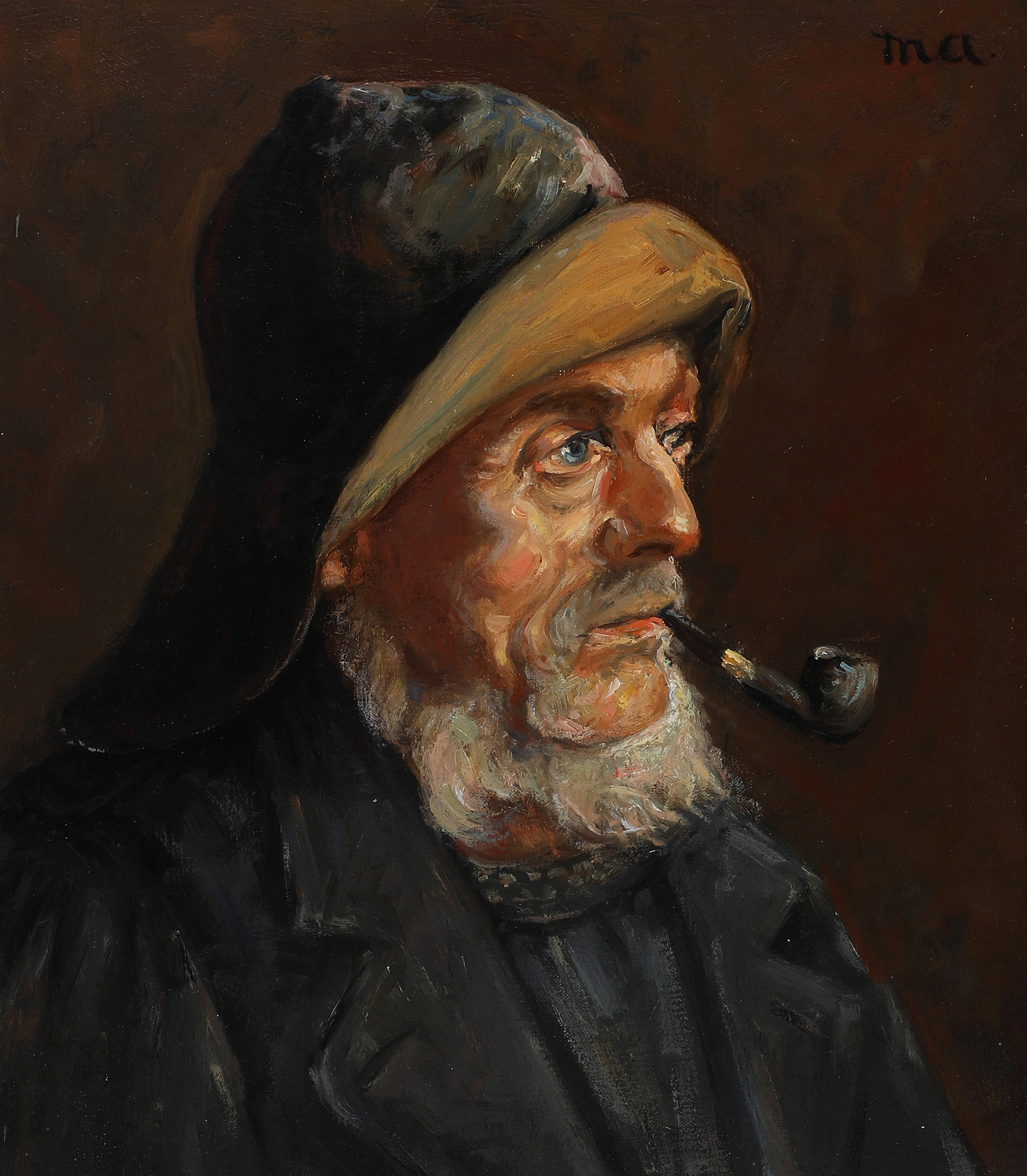 Portrait d'un pêcheur. 35 x 31 cm. - Michael Peter Ancher image 1 reproduction d’œuvre d’art à l’huile