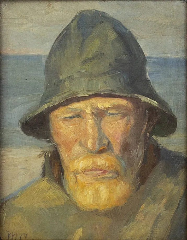 Portrait d'un pêcheur de Skagen. - Michael Peter Ancher image 1 reproduction de peinture à l’huile