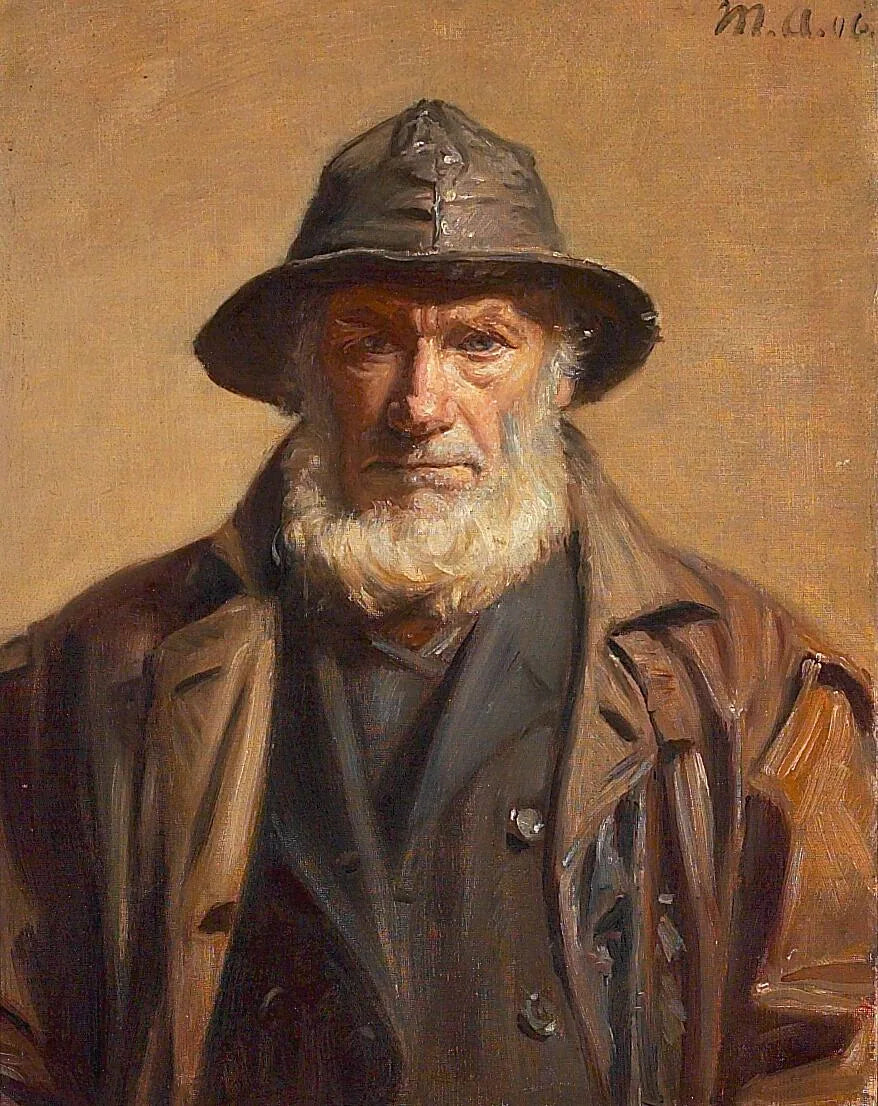 Portrait d'un pêcheur de Skagen. - Michael Peter Ancher image 1 reproduction de peinture à l’huile