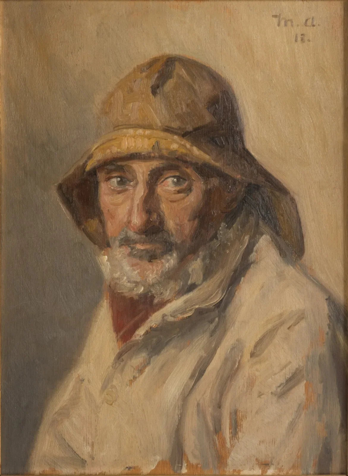 Portrait d'un pêcheur portant un ciré. - Michael Peter Ancher image 1 reproduction d’œuvre d’art à l’huile
