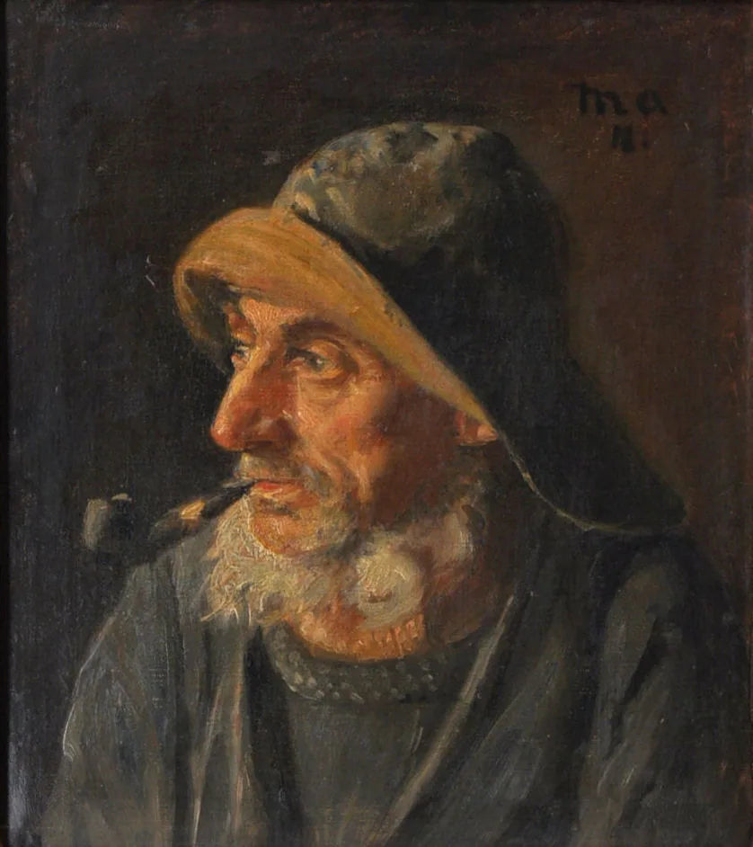 Portrait d'un pêcheur portant un ciré. - Michael Peter Ancher image 1 reproduction artisanale de tableau