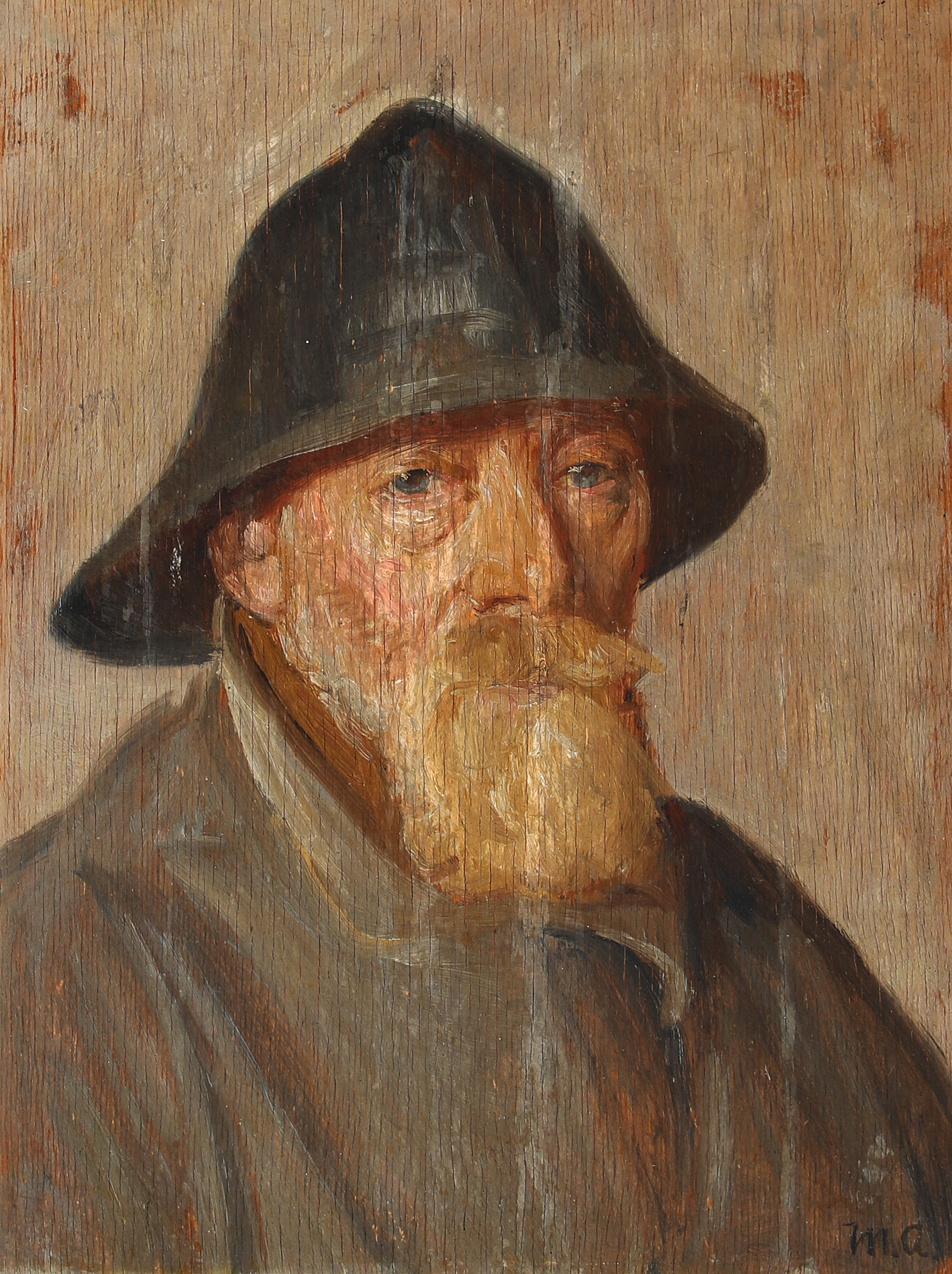 Portrait d'un pêcheur portant un ciré noir. - Michael Peter Ancher image 1 copie de tableau peinte à la main