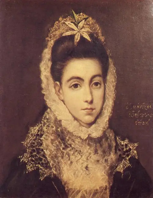 Portrait d'une dame à la fleur - El Greco image 1 copie de tableau peinte à la main